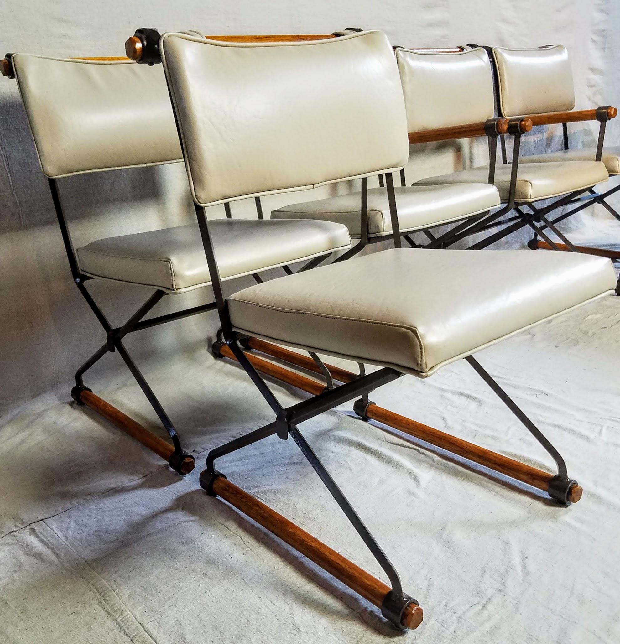Lacquered Six Cleo Baldon Chocolate Lacquer Wrought Iron Indoor Outdoor Chairs Terra, 1966