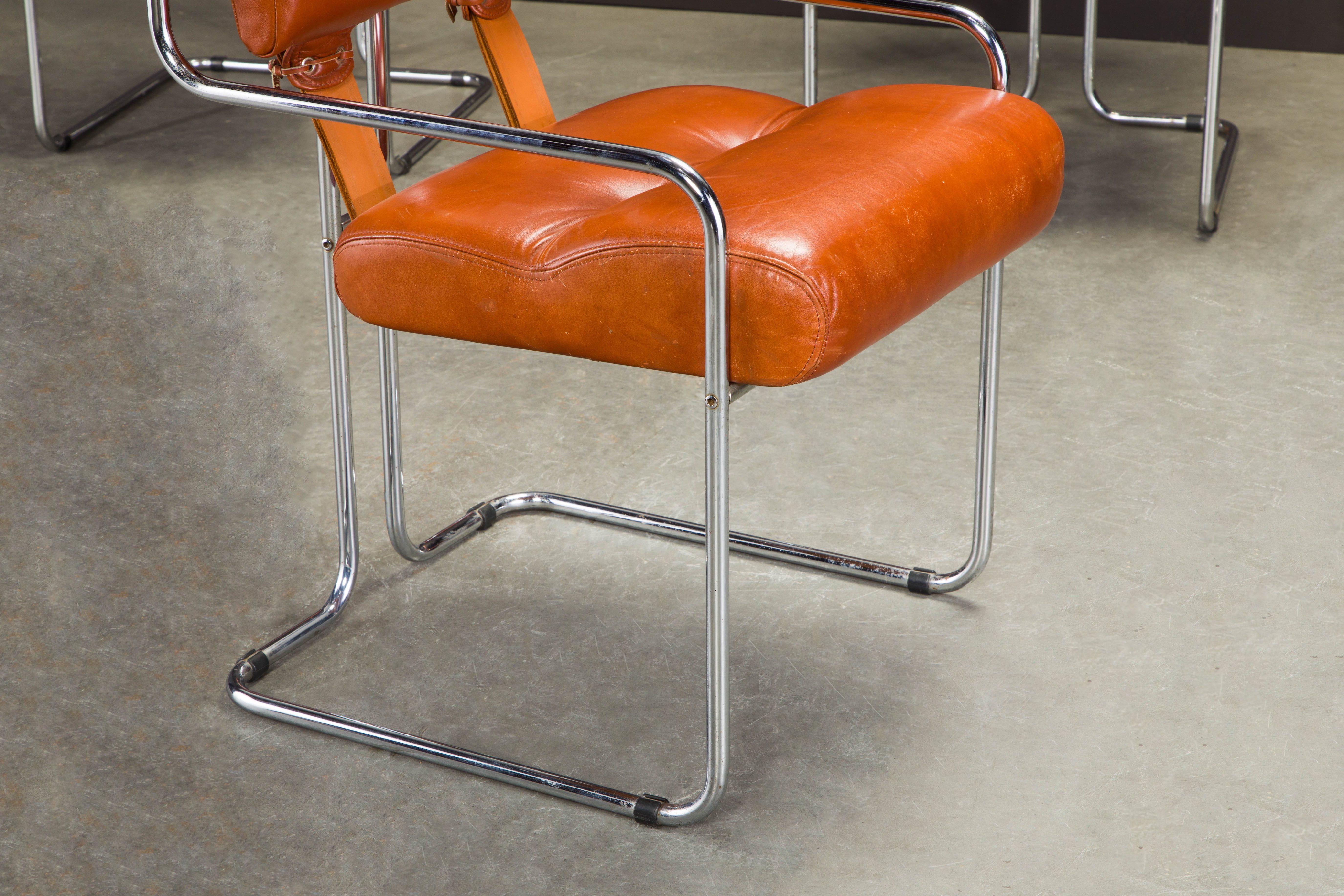Six Cognac Leather 'Tucroma' Chairs by Guido Faleschini for i4 Mariani, 1970s 13