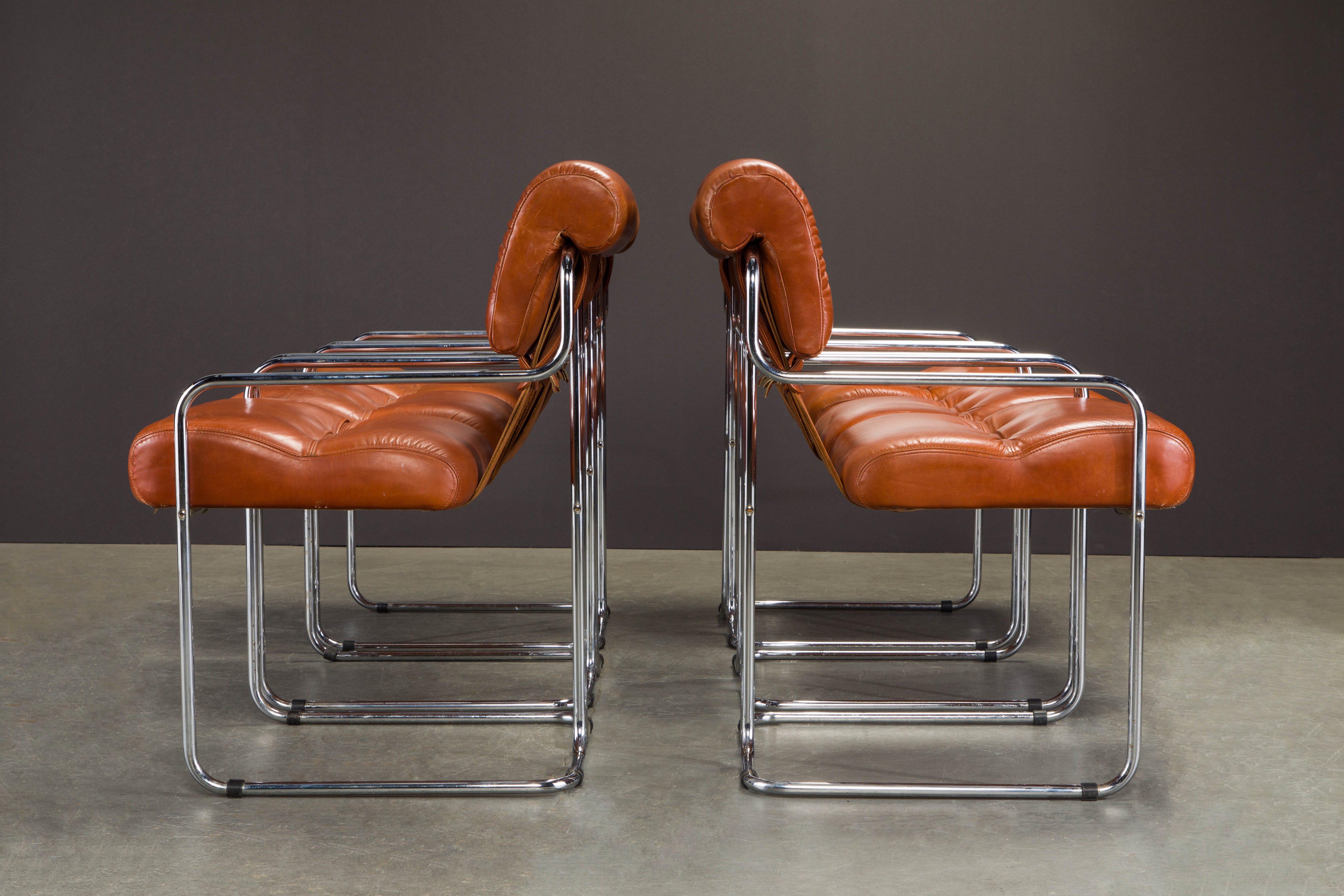 Six Cognac Leather 'Tucroma' Chairs by Guido Faleschini for i4 Mariani, 1970s In Good Condition In Los Angeles, CA