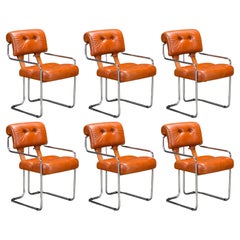 Six Cognac Leather 'Tucroma' Chairs by Guido Faleschini for i4 Mariani, 1970s