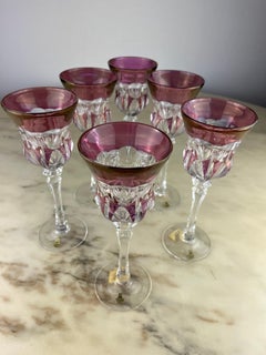 Seis copas de cristal de plomo coloreado, República Checa, años 80