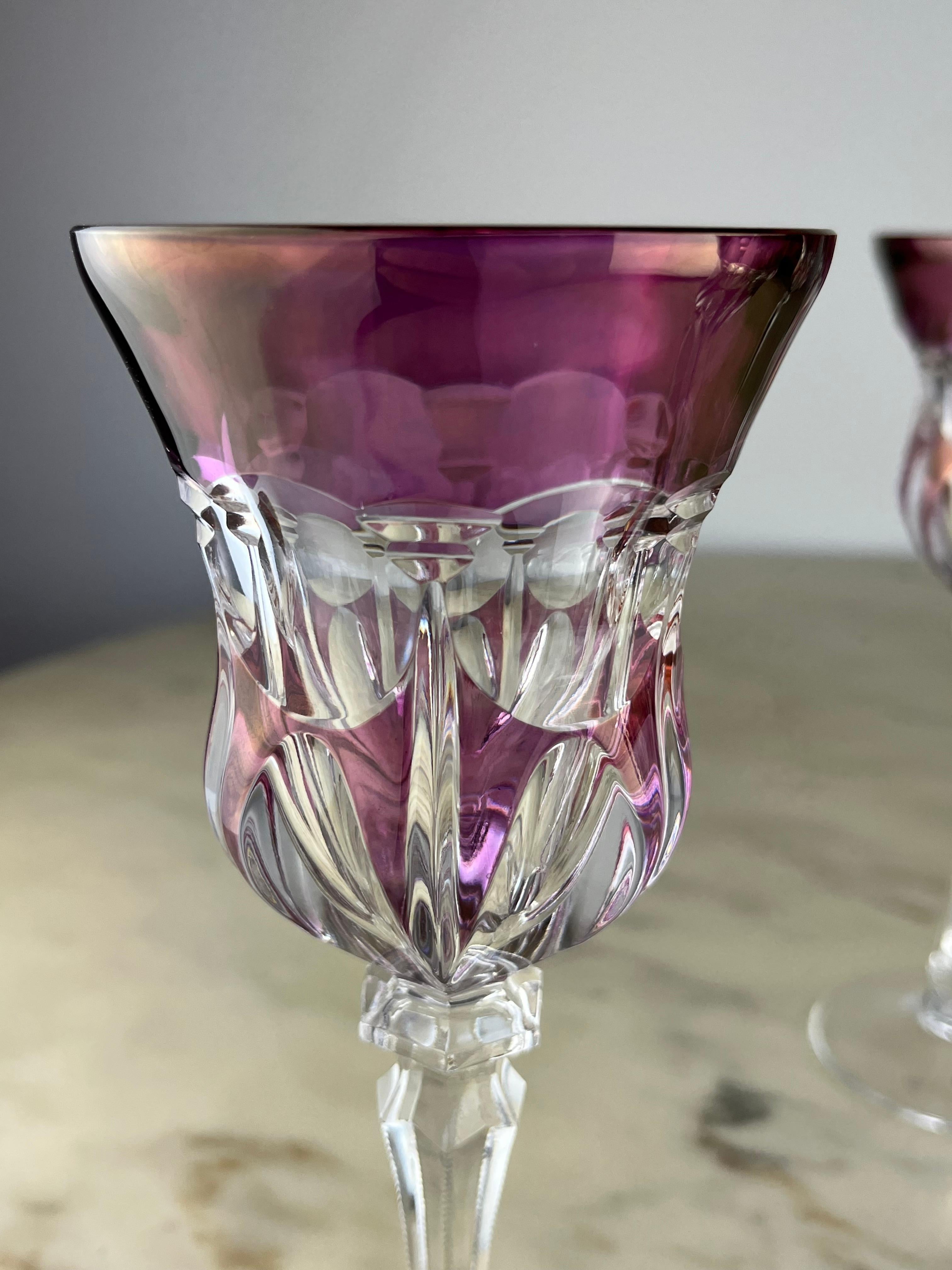 Late 20th Century Six Colored Lead Crystal Glasses, Czech Republic, 1980s For Sale