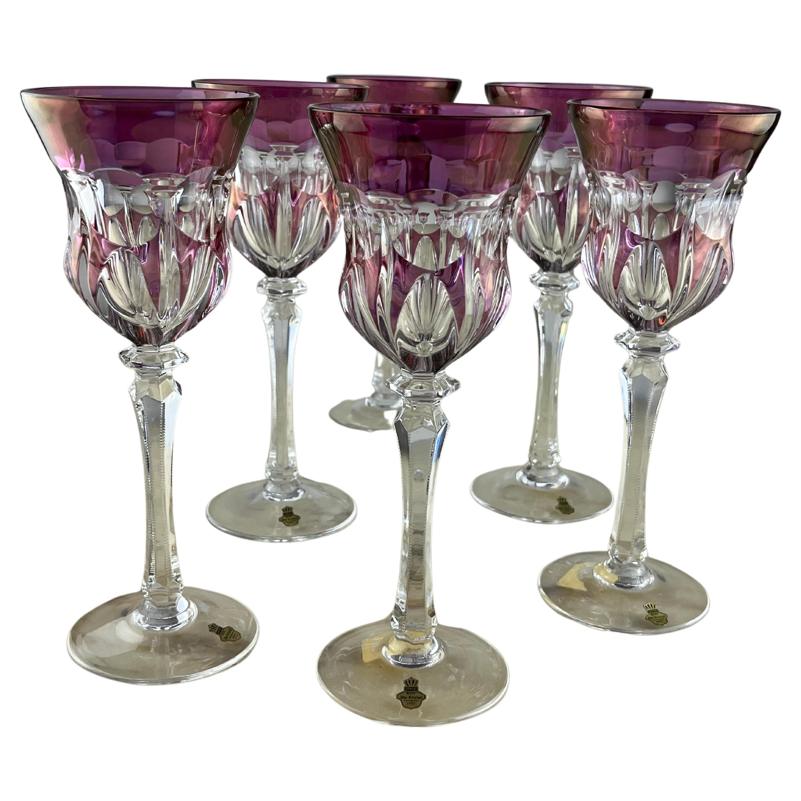Six Colored Lead Crystal Glasses, Czech Republic, 1980s For Sale