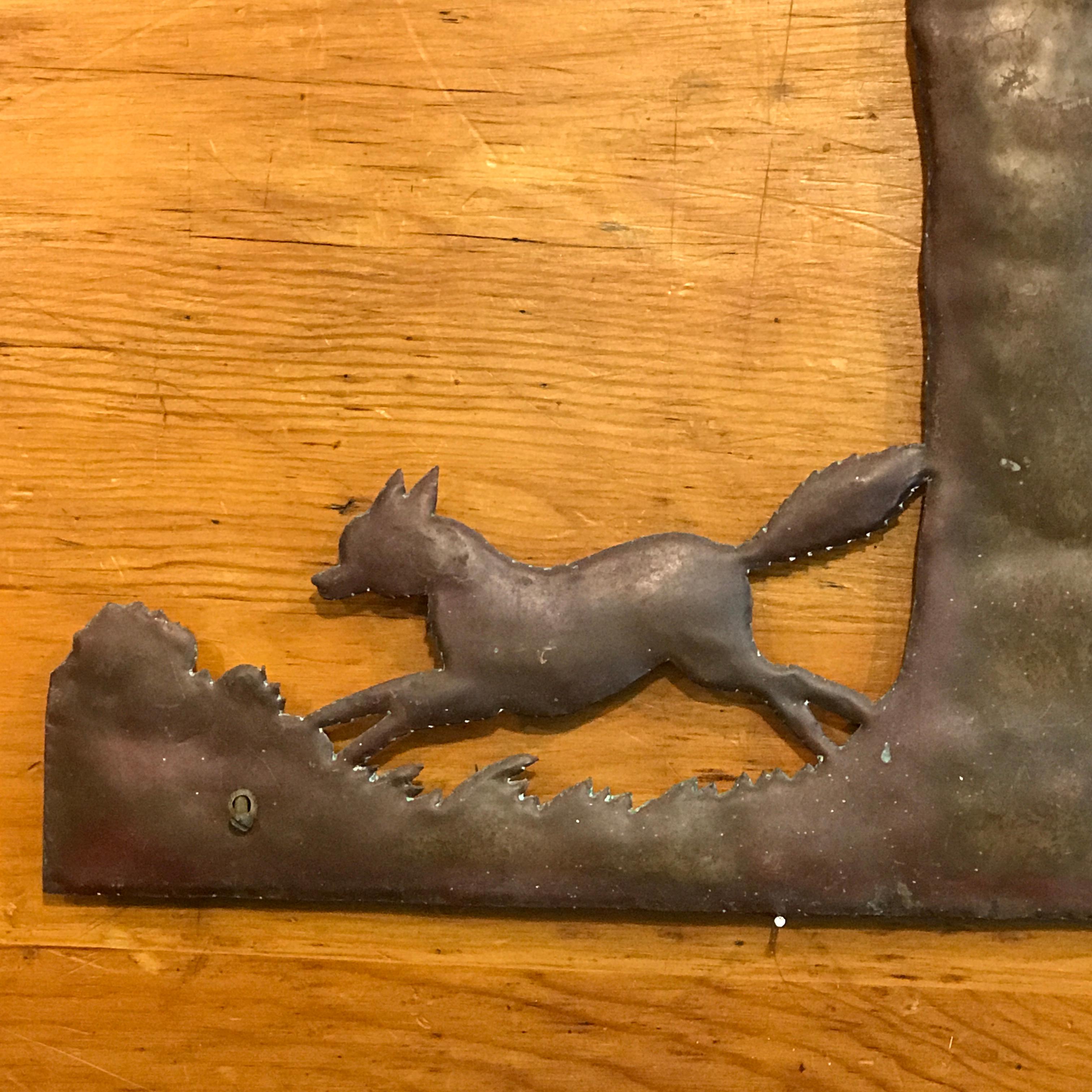 Sechs Wandskulpturen mit Jagdmotiv aus Kupfer und Fuchsmotiv im Stil von Wilhelm Hunt Diederich (Jagdkunst)