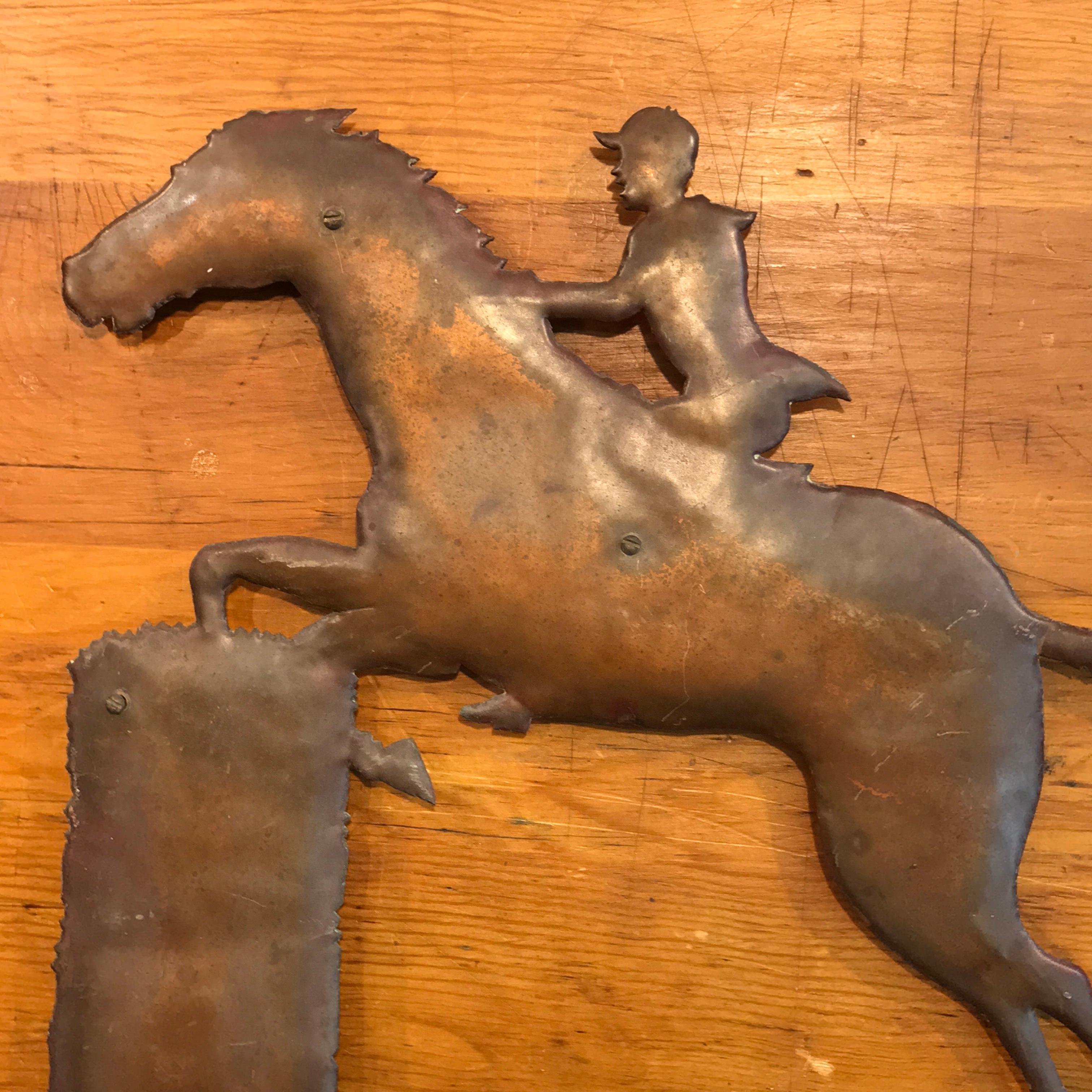 Sechs Wandskulpturen mit Jagdmotiv aus Kupfer und Fuchsmotiv im Stil von Wilhelm Hunt Diederich (Geschmiedet)