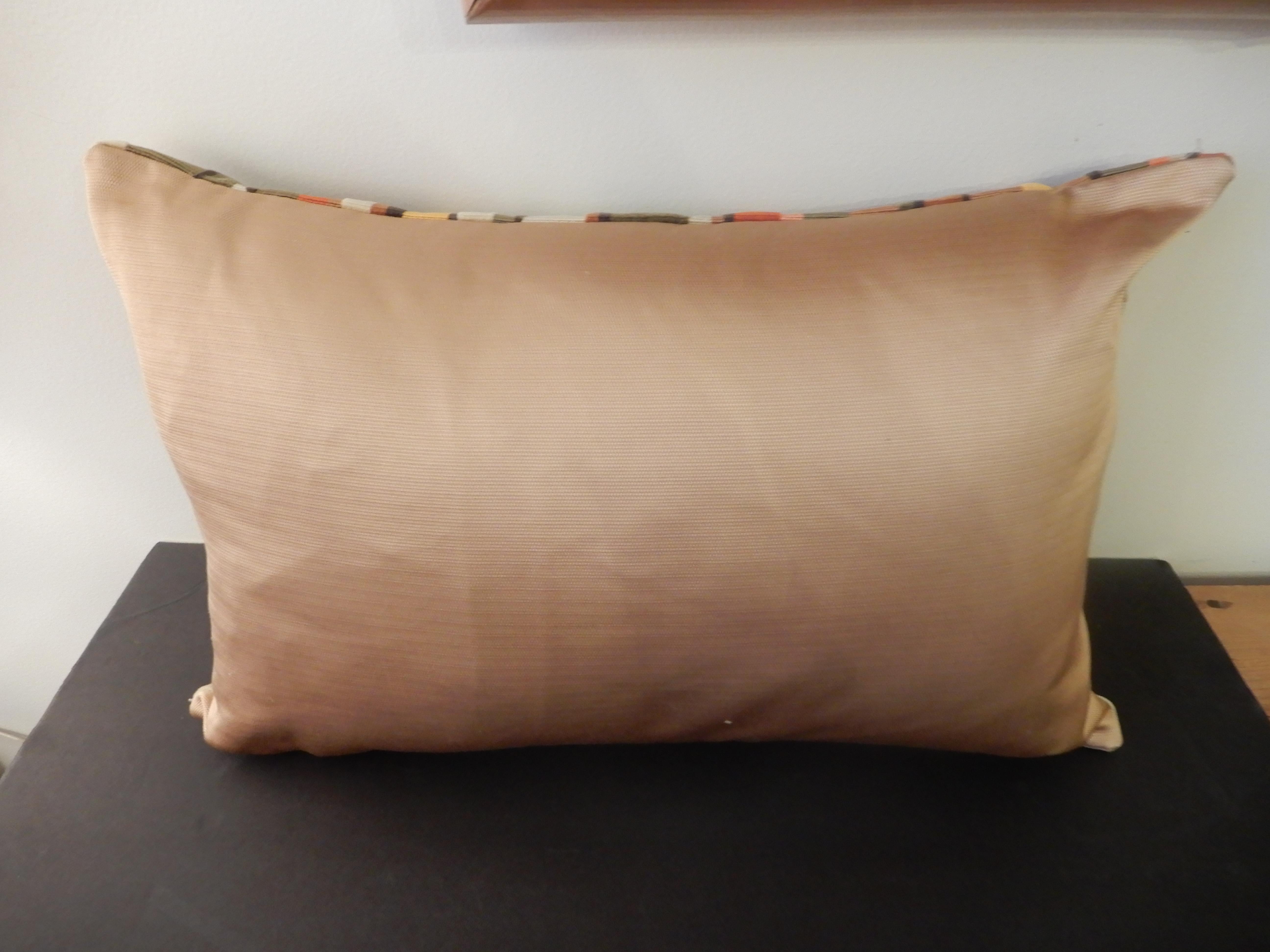 Two custom made corded velvet lumbar pillows, goose down filled.,Backed with an antique gold corded satin fabric. Sold per piece 275.00 each.