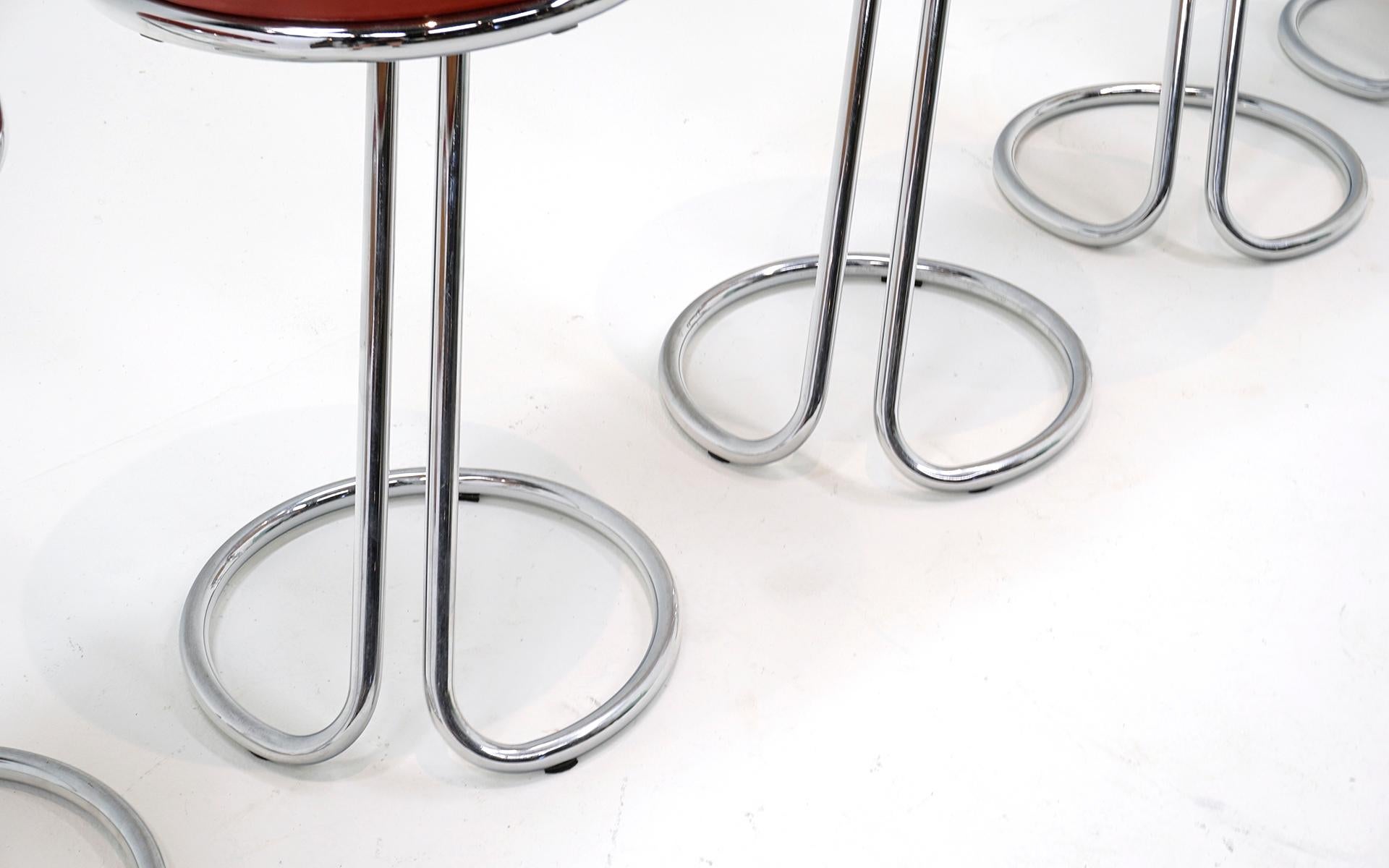 Mid-20th Century Six Counter Height Bar Stools by Gilbert Rohde for Troy Sunshade, No Rust