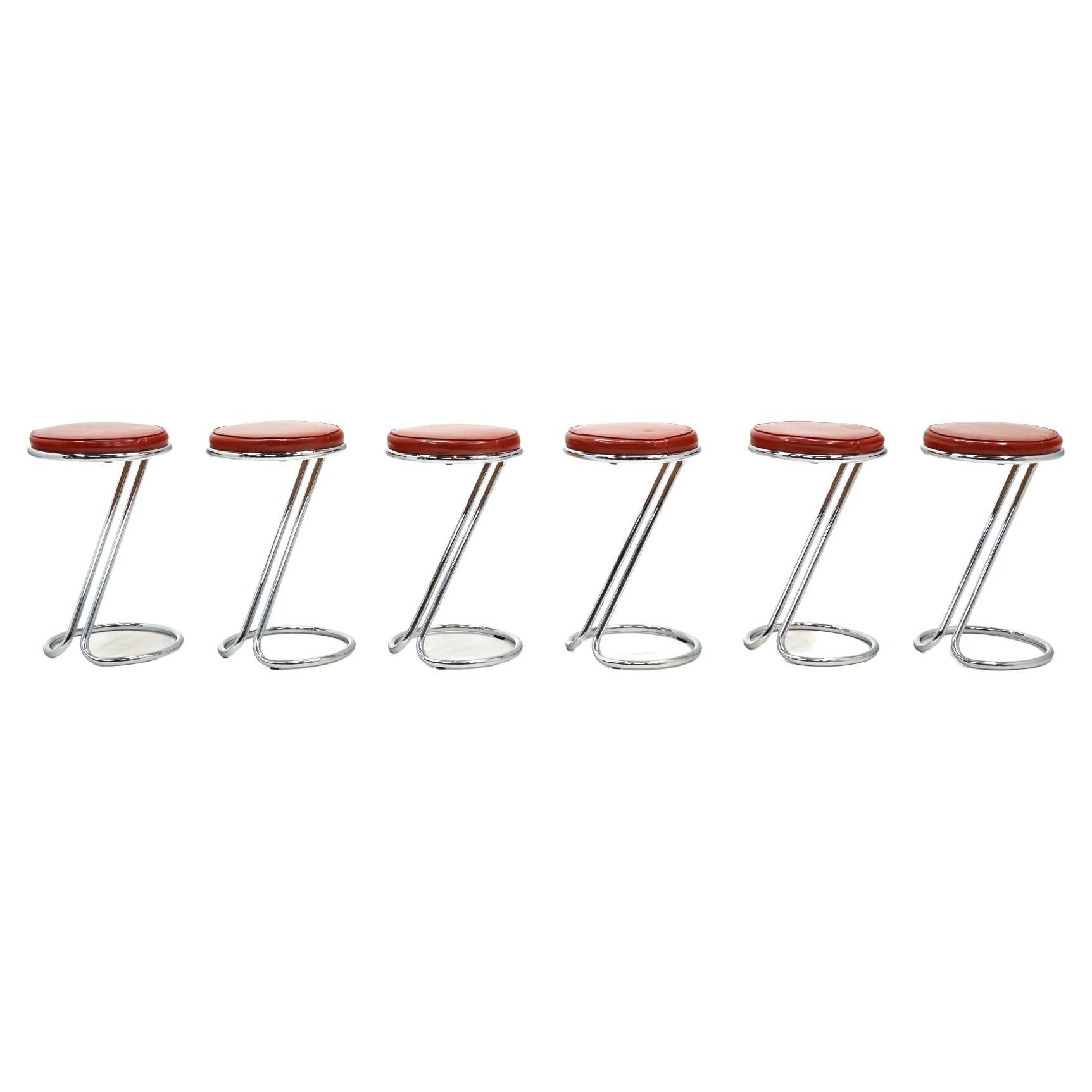 Six Counter Height Bar Stools by Gilbert Rohde for Troy Sunshade, No Rust