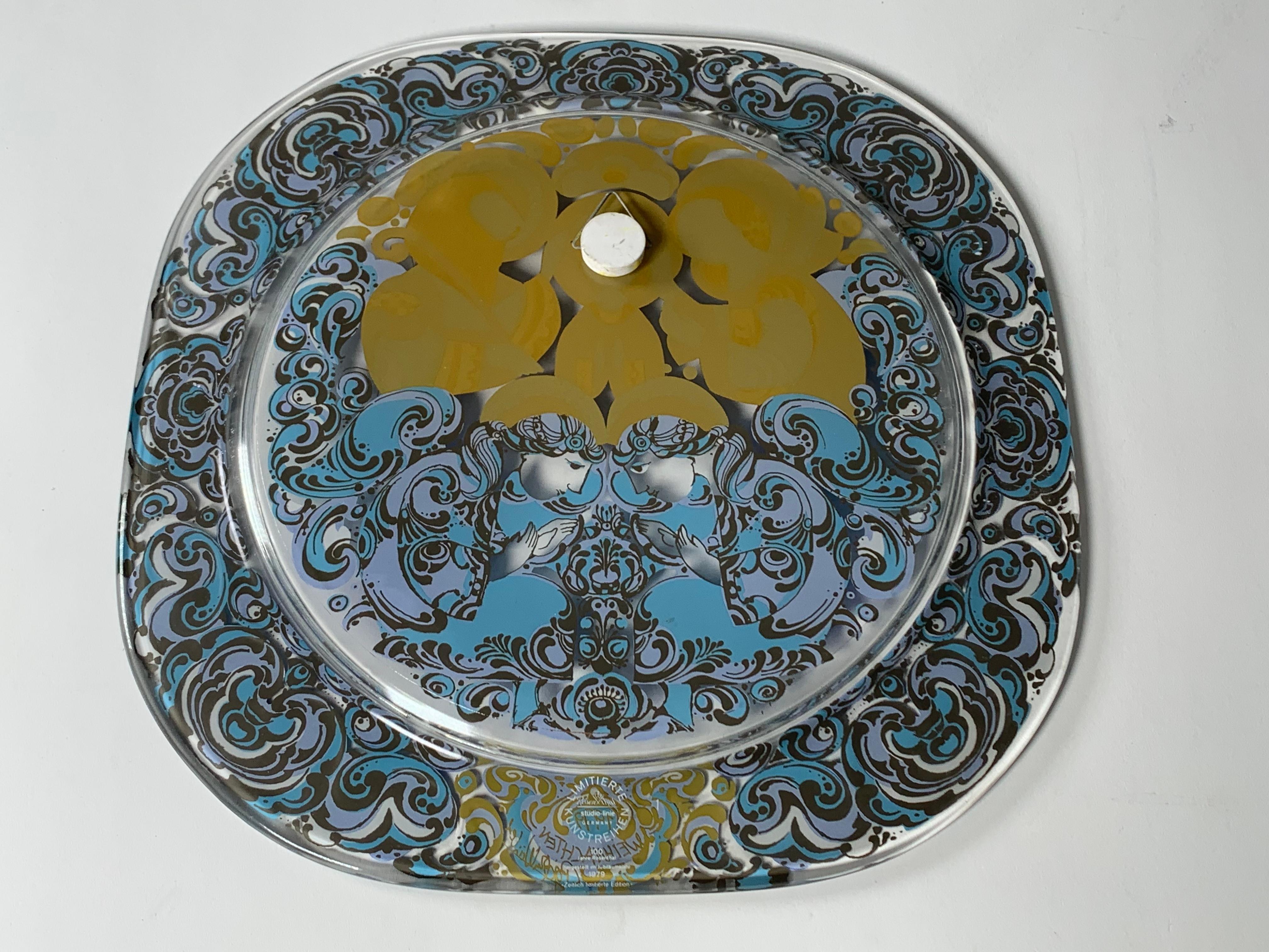German Six Crystal Christmas Wall Plates by Bjorn Wiinblad for Rosenthal For Sale
