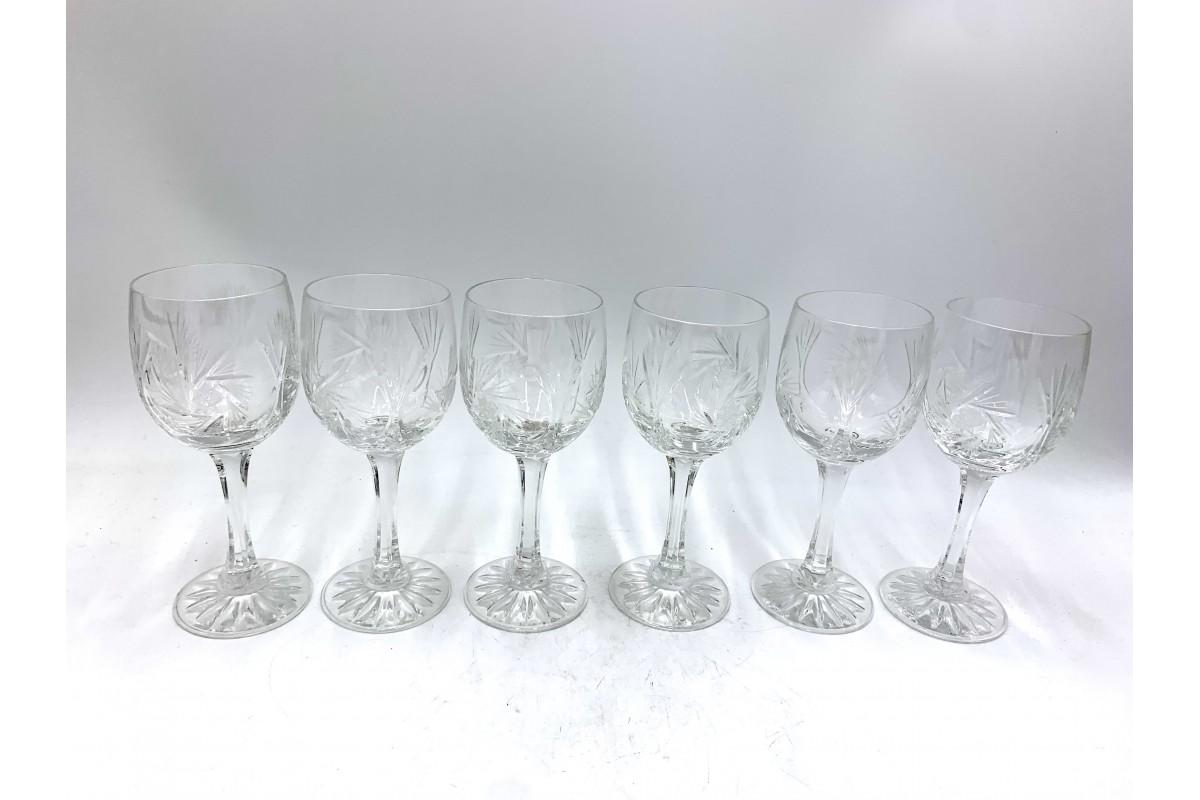 Mid-Century Modern Six crystal glasses, Poland, 1960s For Sale