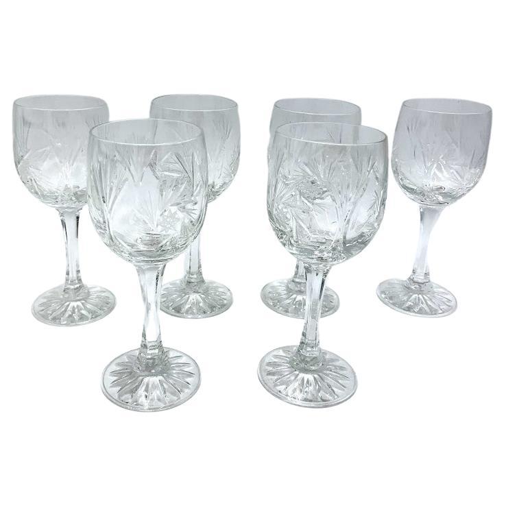 Six crystal glasses, Poland, 1960s