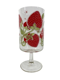 Six Culver, LTD Stemmed Coolers w/ Strawberry Pattern in Red with Green & White