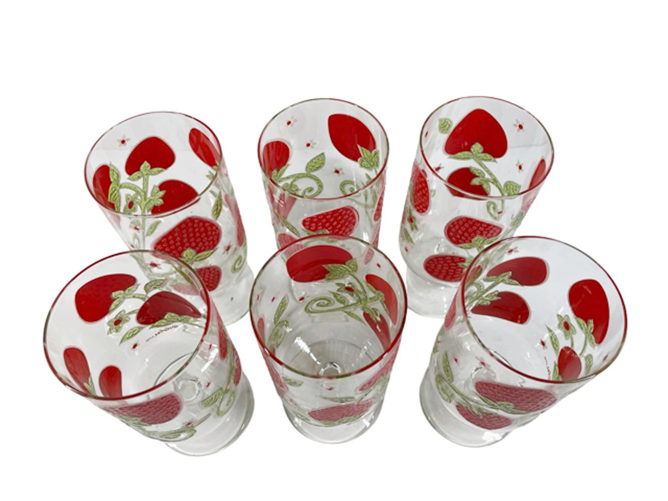 Sechs Culver, LTD-Kühler mit Stempel mit Erdbeermuster in Rot mit Grün und Weiß im Angebot 1