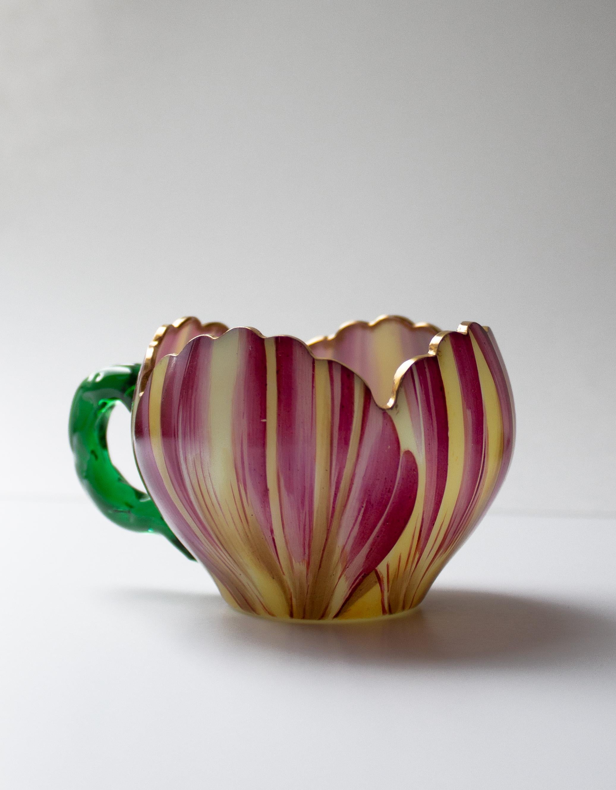 Six Cups with Saucers, Theresienthal, Bohemia c. 1900 For Sale 3