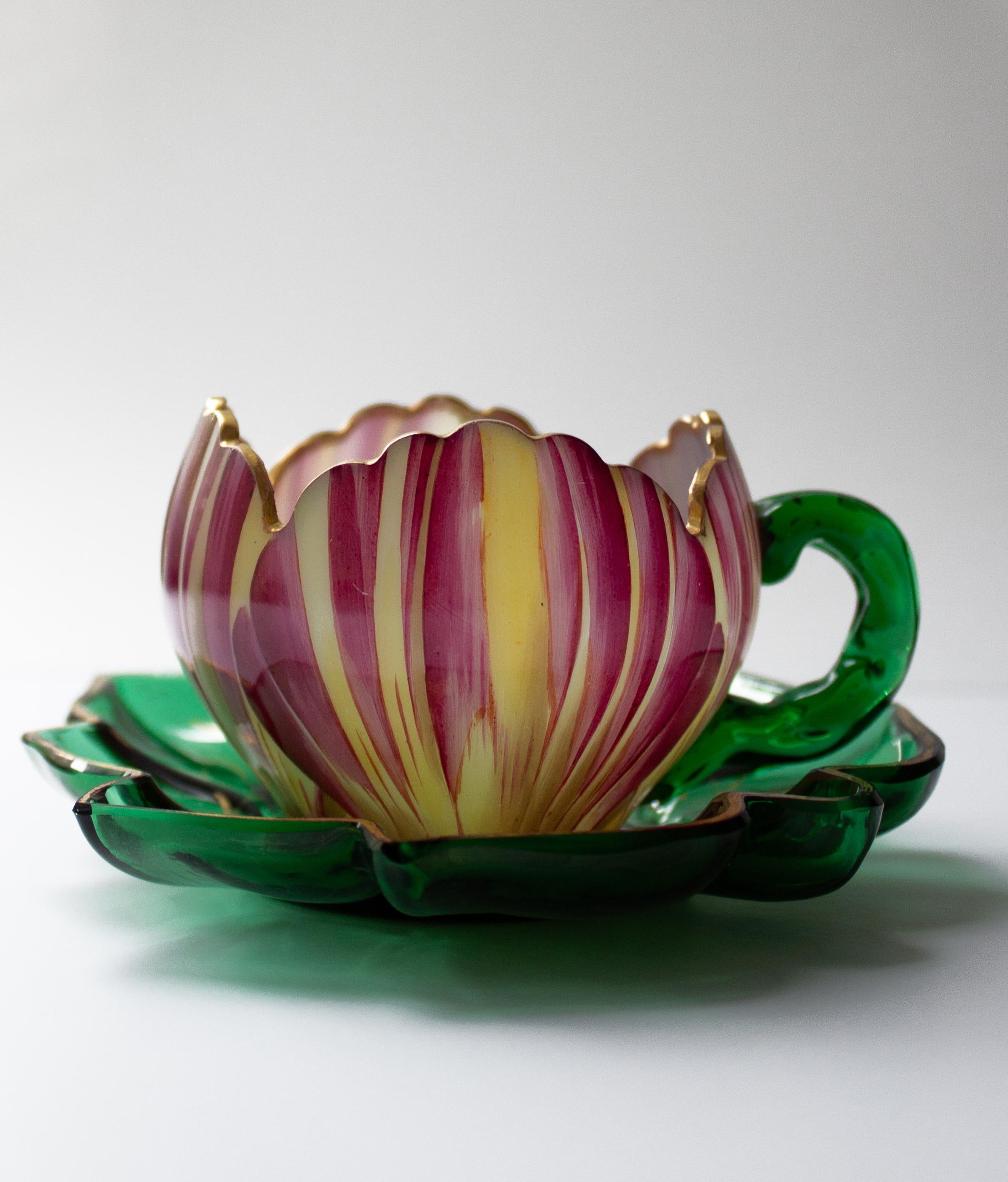 Six Cups with Saucers, Theresienthal, Bohemia c. 1900 For Sale 6