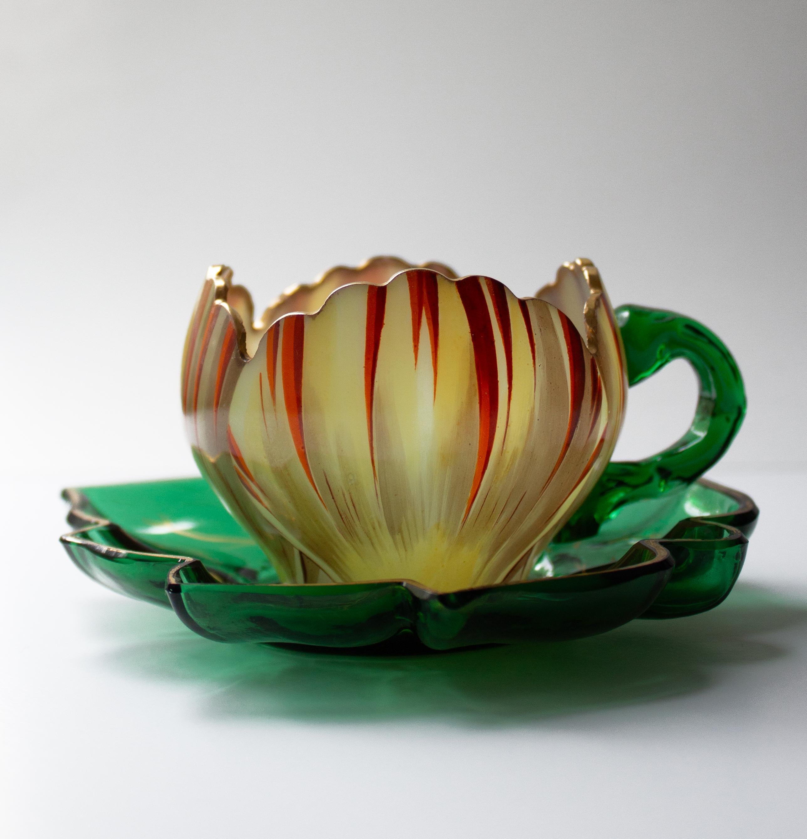 Six Cups with Saucers, Theresienthal, Bohemia c. 1900 For Sale 8