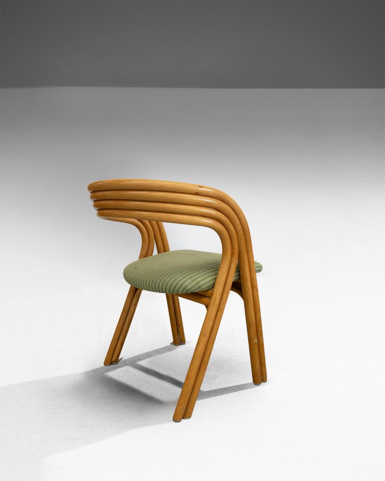Six curved bamboo chairs by Axel Enthoven for Rohe in vendita 4