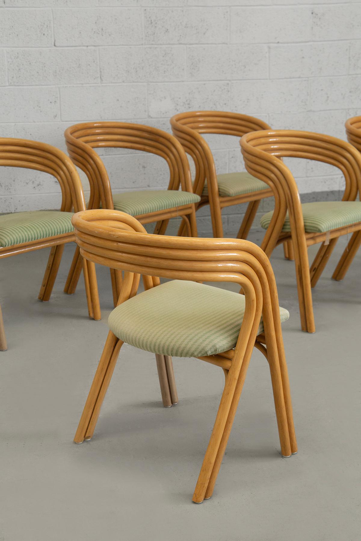 Six curved bamboo chairs by Axel Enthoven for Rohe in vendita 5