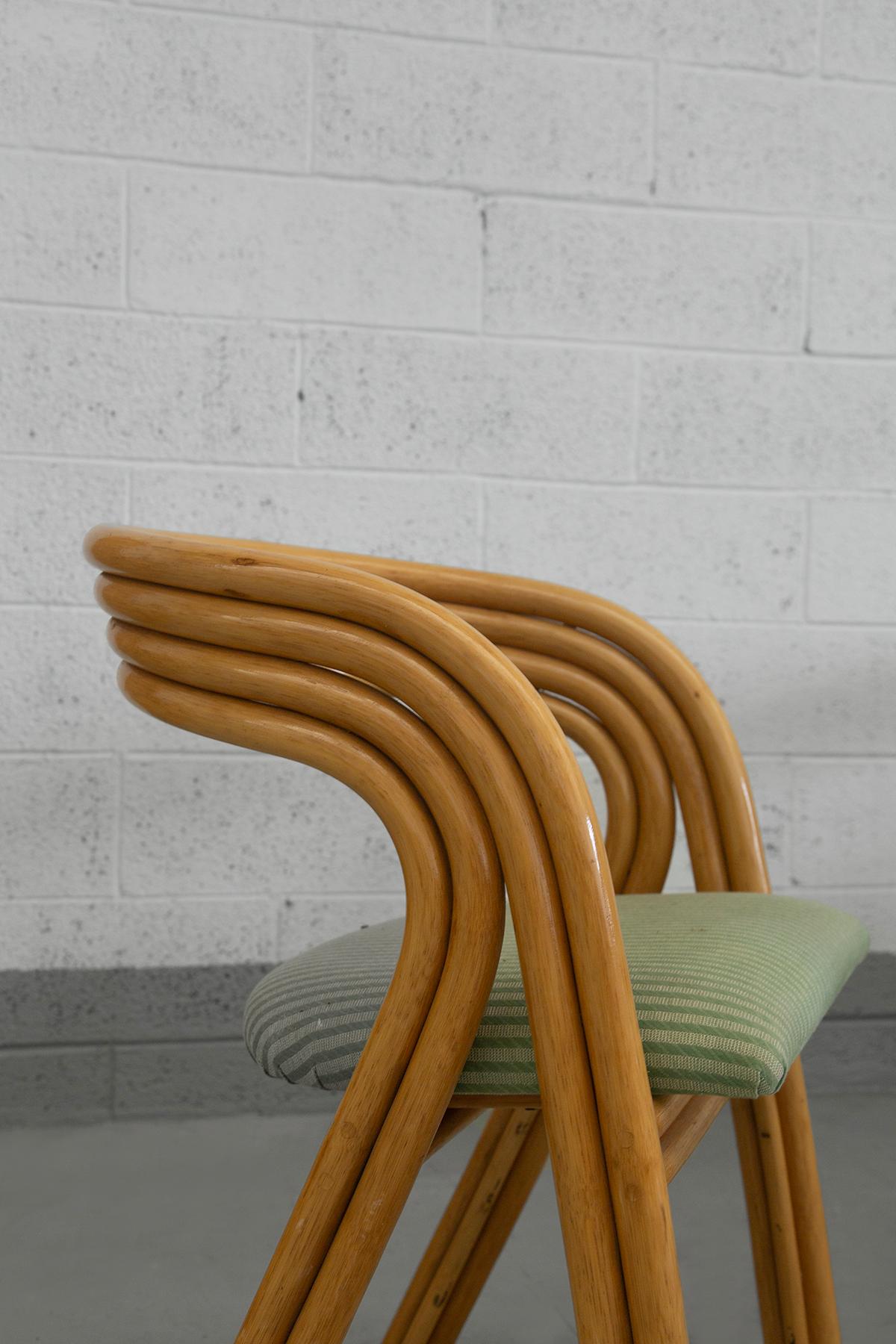 Six curved bamboo chairs by Axel Enthoven for Rohe in vendita 6