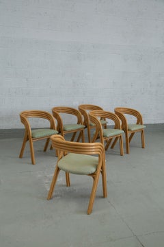 Six curved bamboo chairs by Axel Enthoven for Rohe