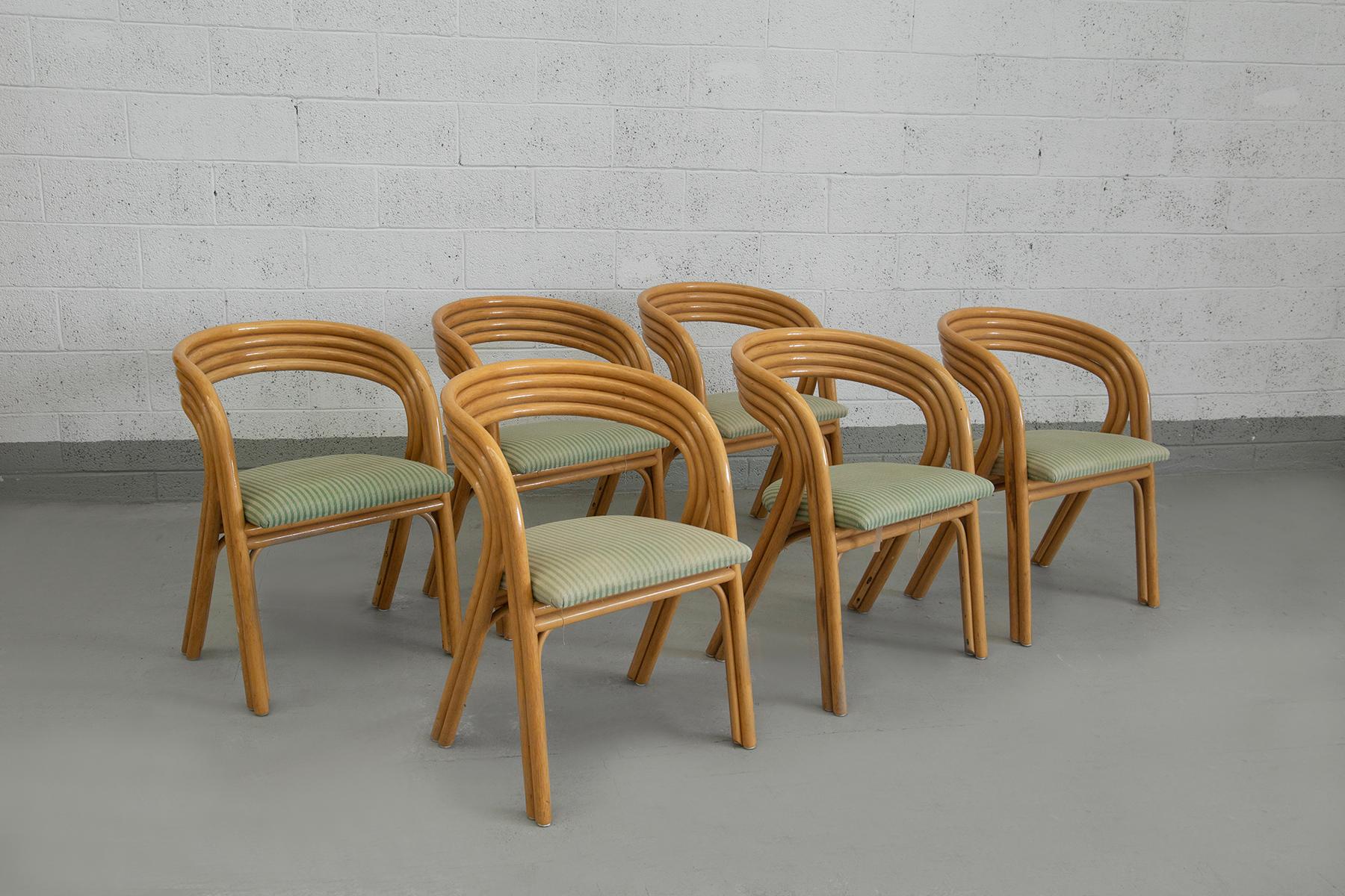 Mid-Century moderno Six curved bamboo chairs by Axel Enthoven for Rohe in vendita