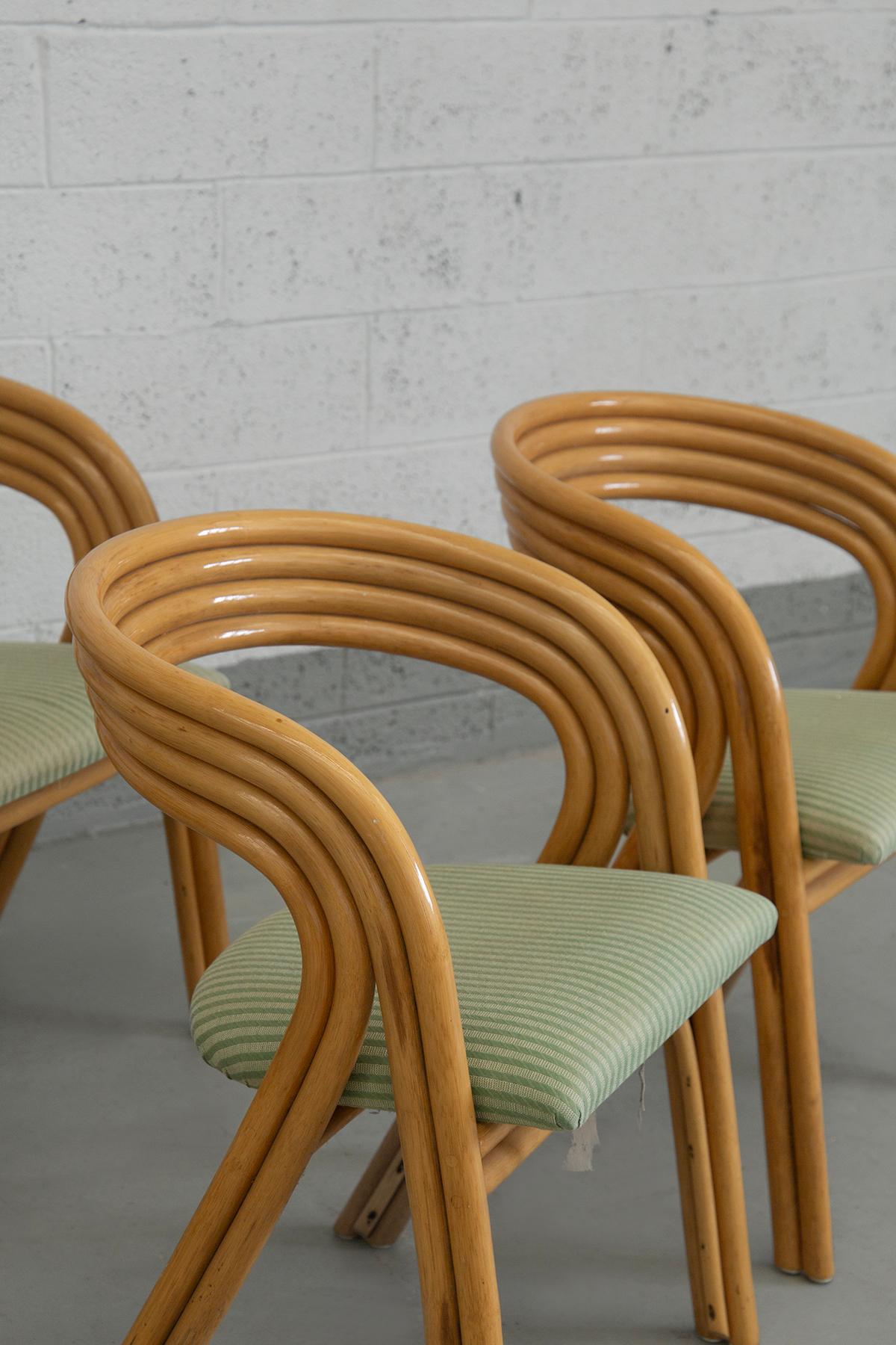 Six curved bamboo chairs by Axel Enthoven for Rohe In condizioni buone in vendita a Milano, IT