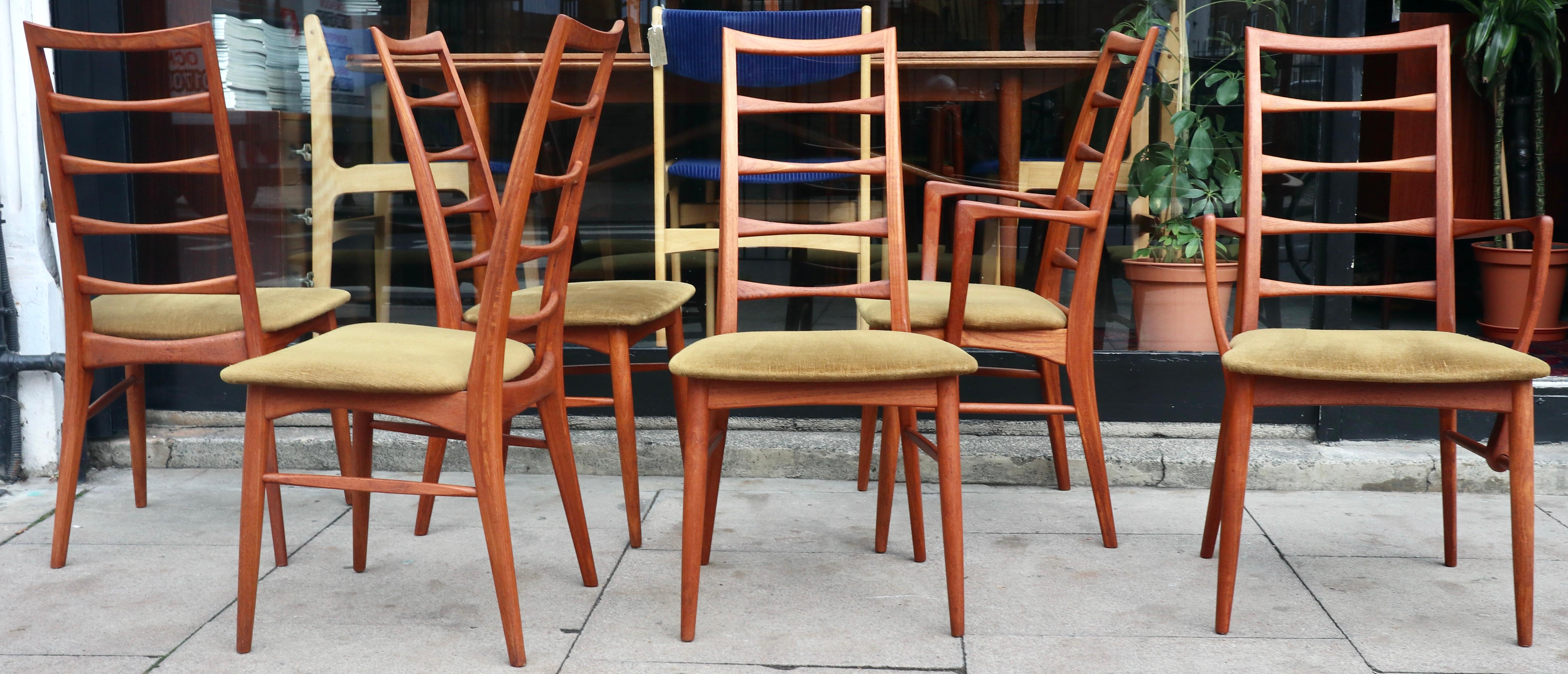 Six Danish 1960s 'Lis' Model teak dining chairs by Niels Koefoed for Hornslet  For Sale 6