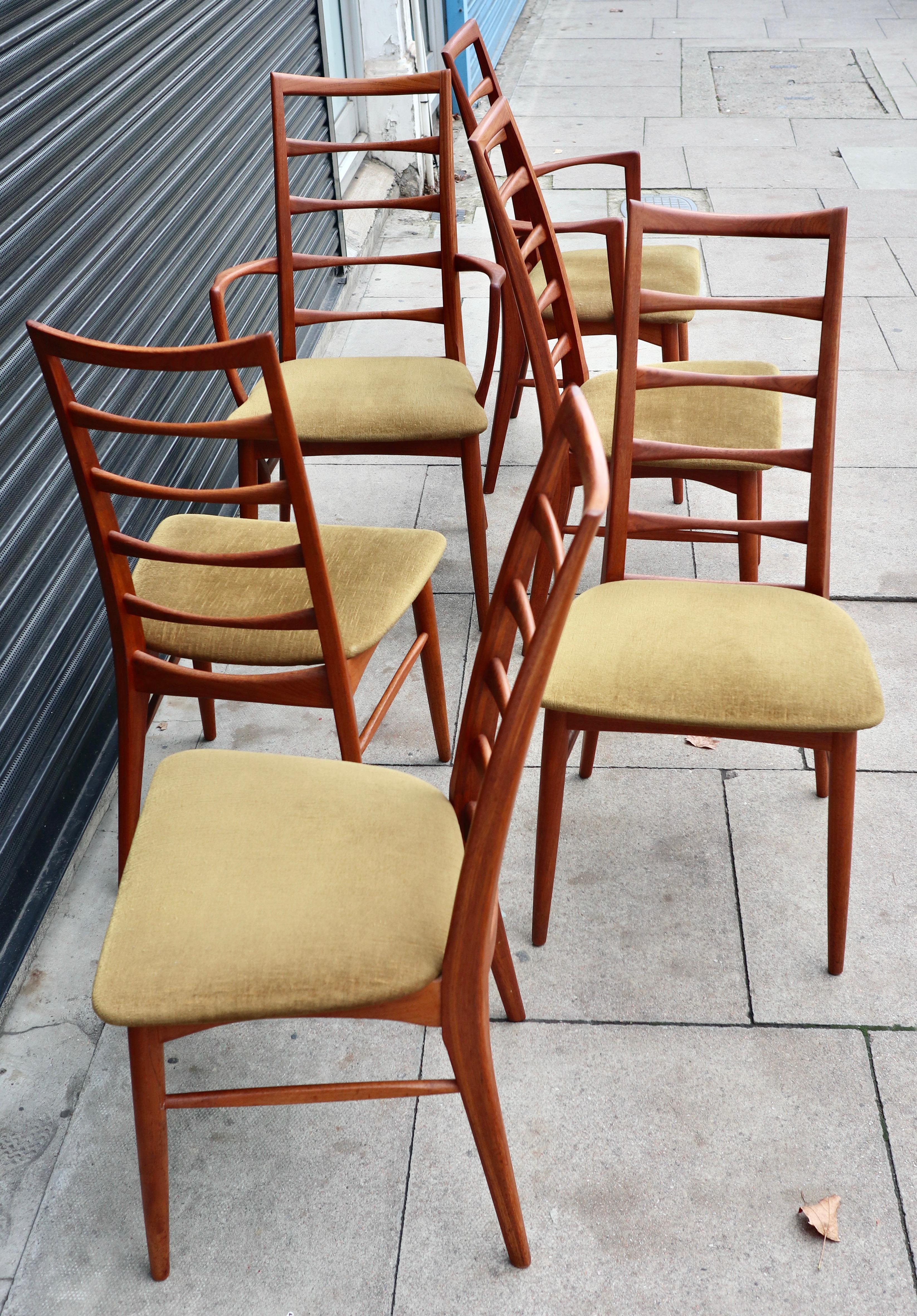 Six Danish 1960s 'Lis' Model teak dining chairs by Niels Koefoed for Hornslet  For Sale 1