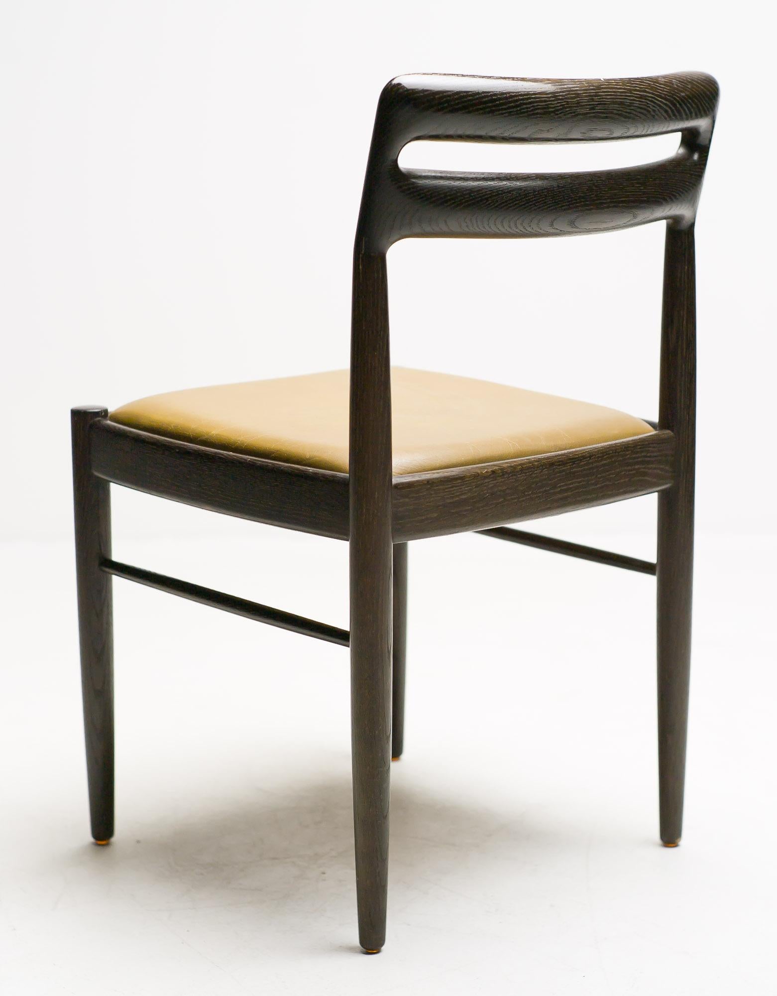 Leather Six Danish Dining Chairs by H.W. Klein for Bramin Møbler