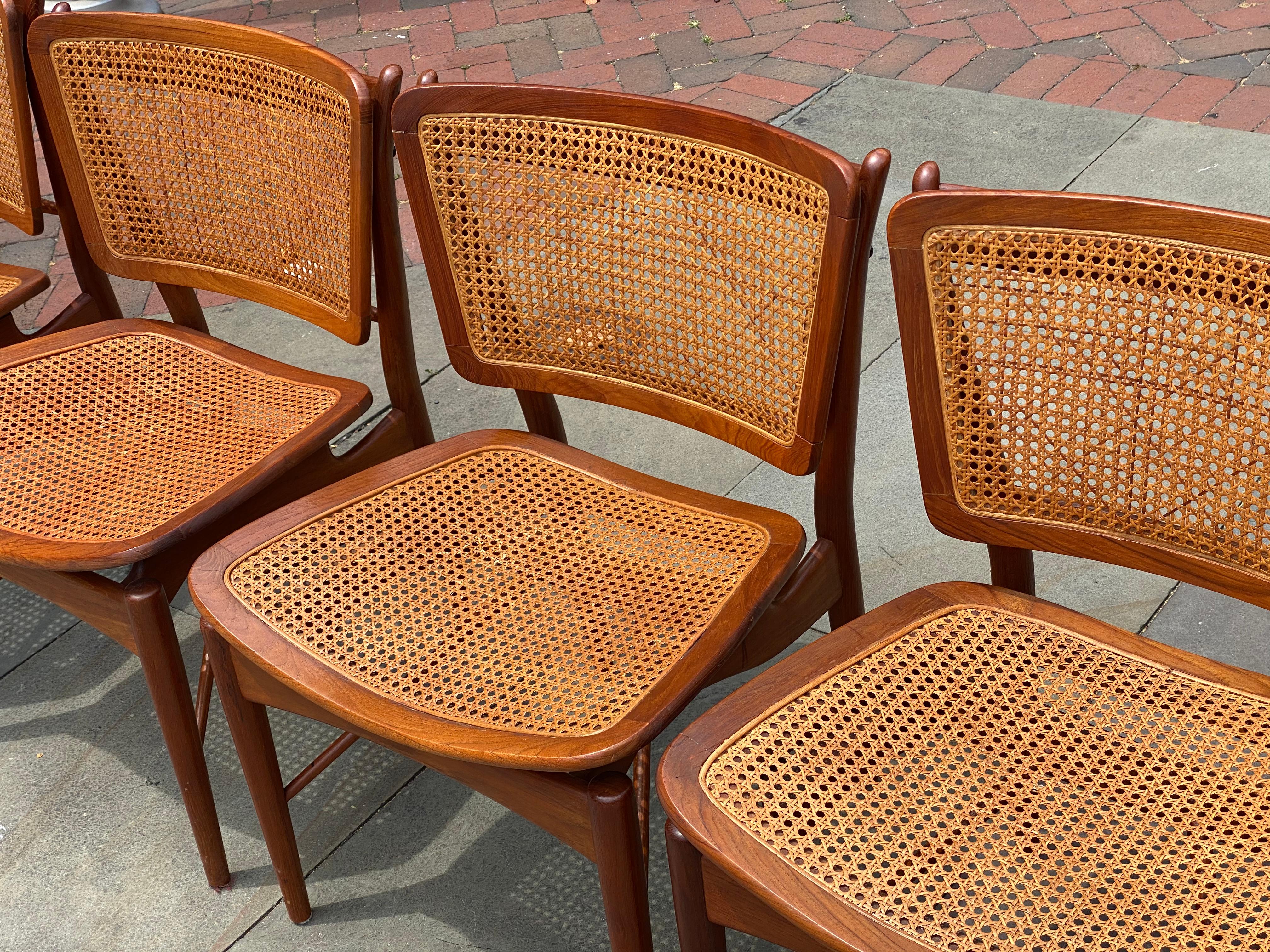 Cane Six Danish Finn Juhl For Baker Dining Room Chairs, 1960s