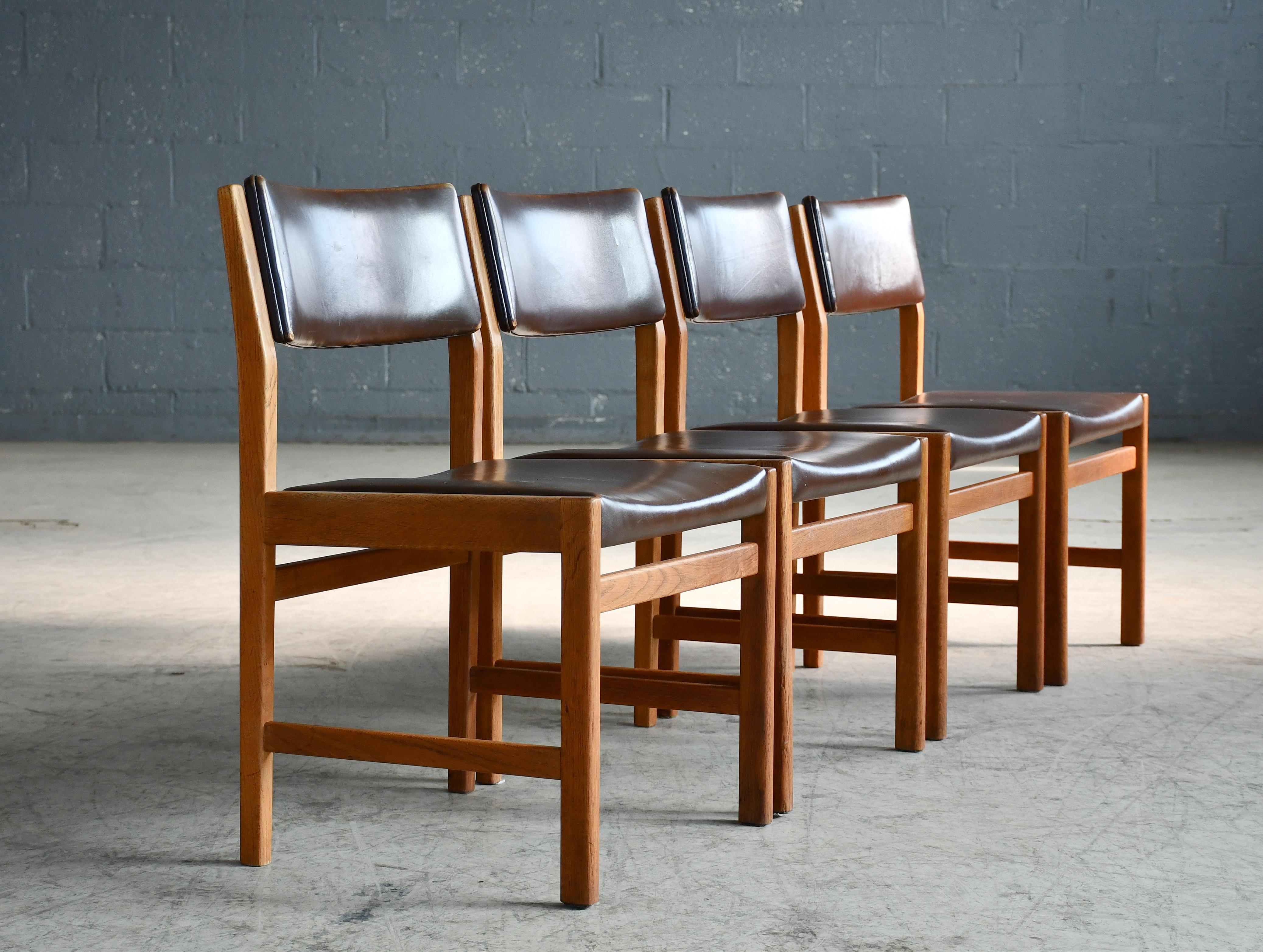 Six Danish Mid-Mod Dining Chairs in Chocolate Colored Leather by Kurt Ostervig In Good Condition For Sale In Bridgeport, CT