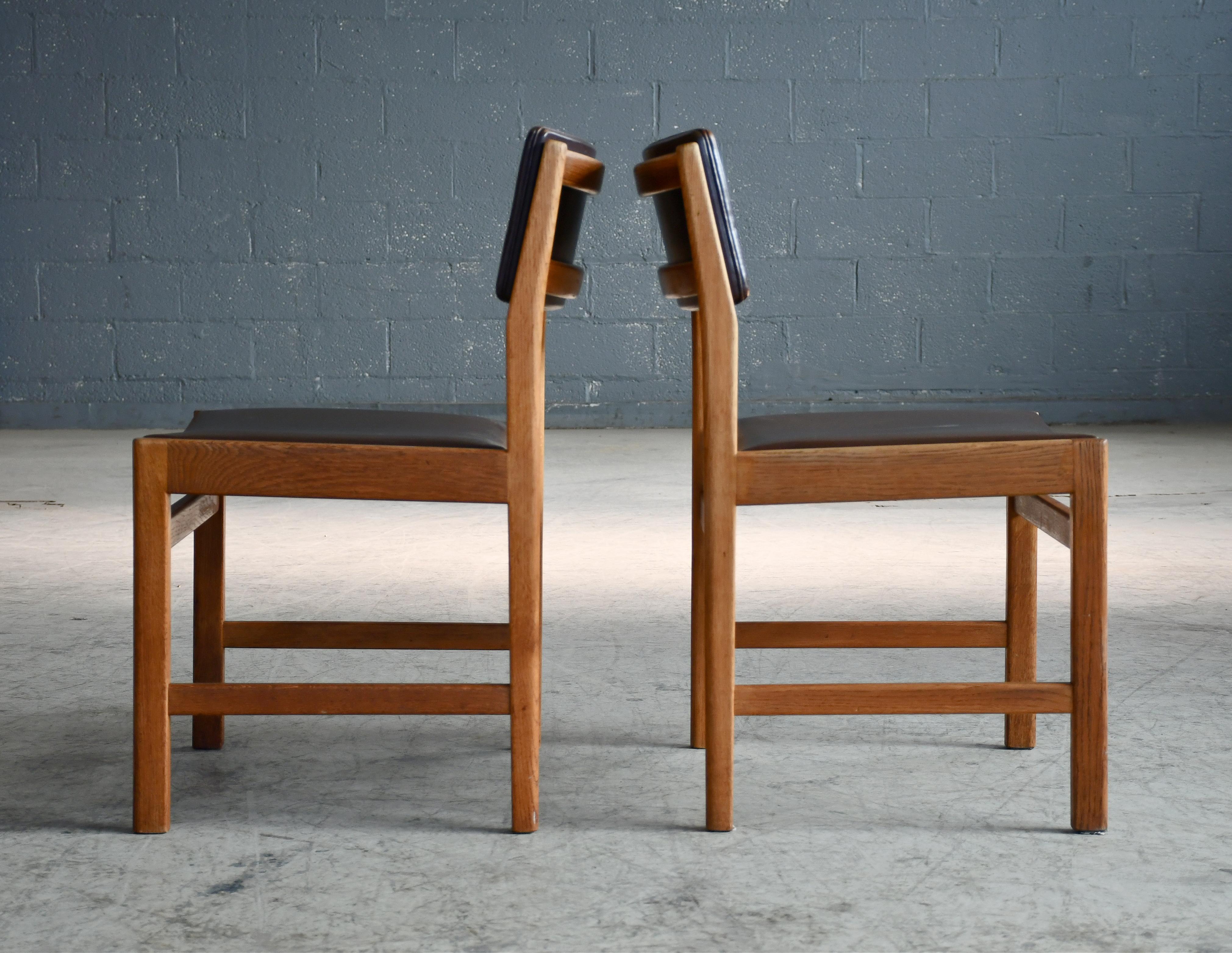 Mid-20th Century Six Danish Mid-Mod Dining Chairs in Chocolate Colored Leather by Kurt Ostervig For Sale