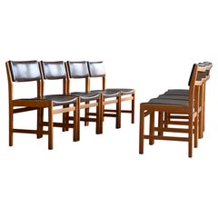 Six Danish Mid-Mod Dining Chairs in Chocolate Colored Leather by Kurt Ostervig
