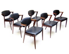 Six Danish Model 42 Dining Chairs In Rosewood By Kai Kristiansen - Reupholstered