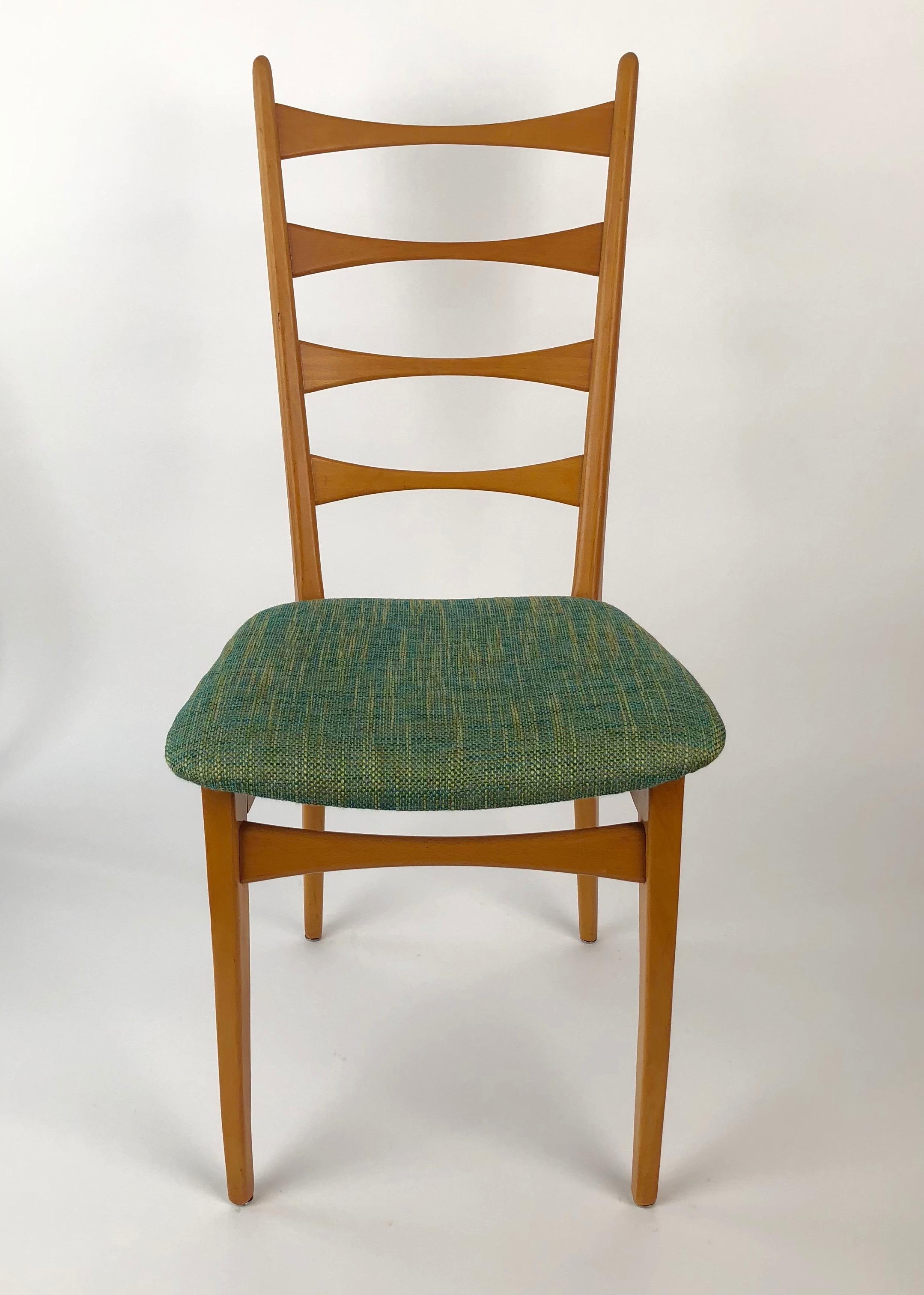 Six Danish Modern Midcentury Ladder Back Dinning Chairs For Sale 6
