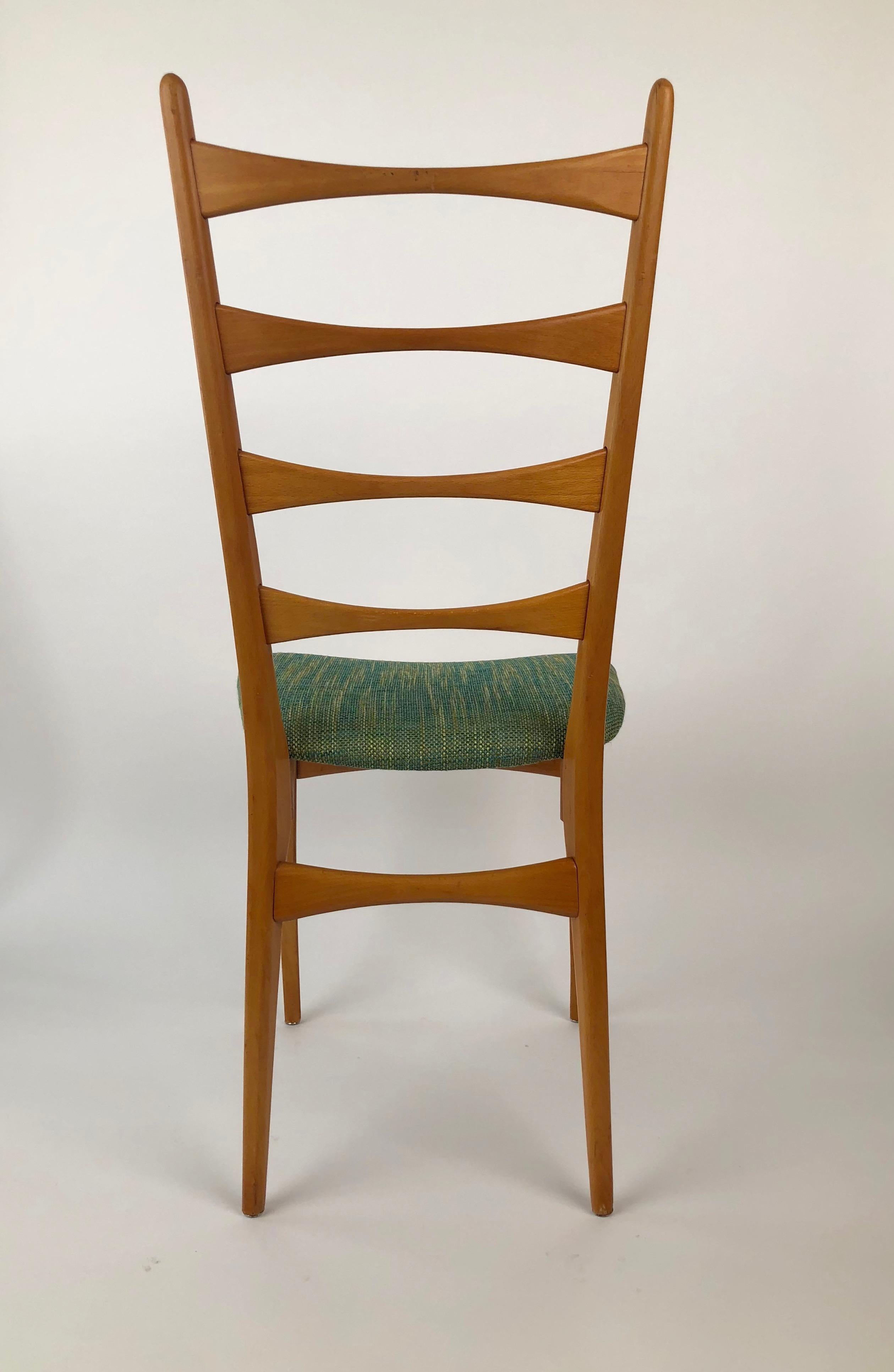 Six Danish Modern Midcentury Ladder Back Dinning Chairs For Sale 8