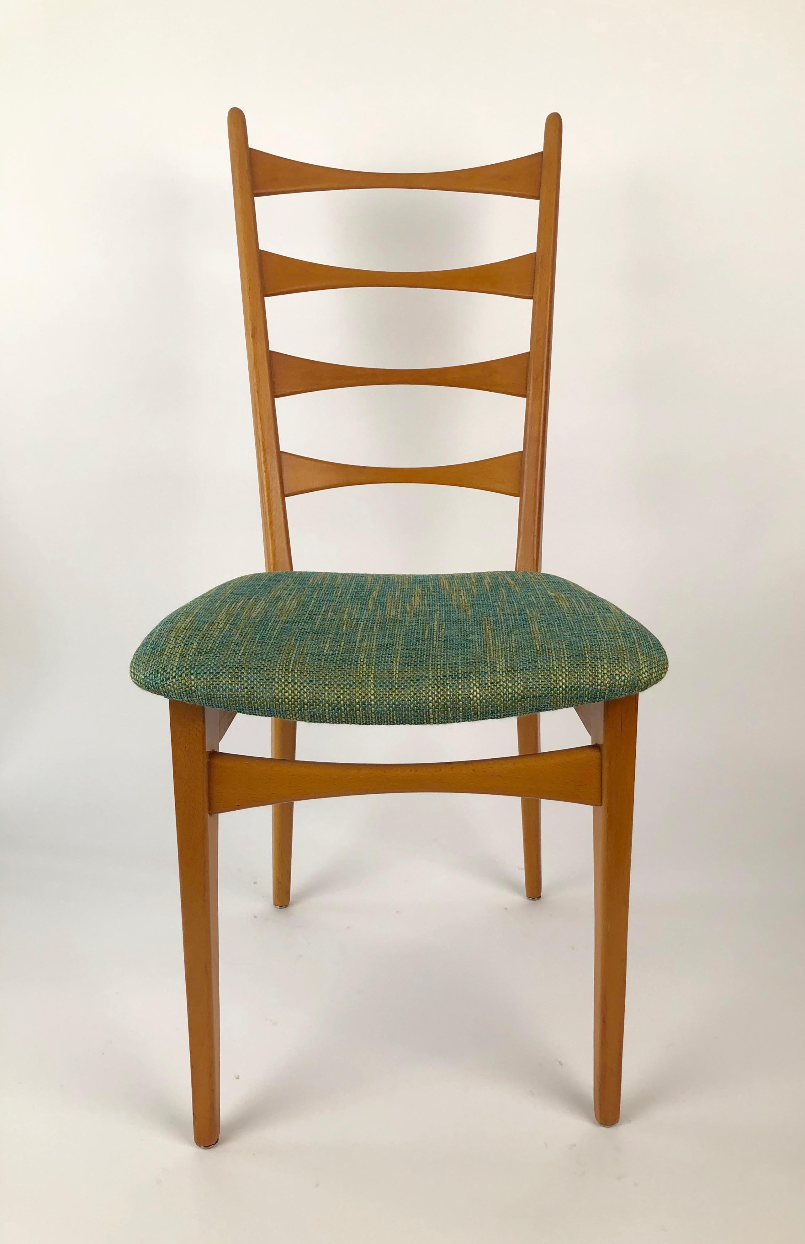 Six Danish Modern Midcentury Ladder Back Dinning Chairs For Sale 12