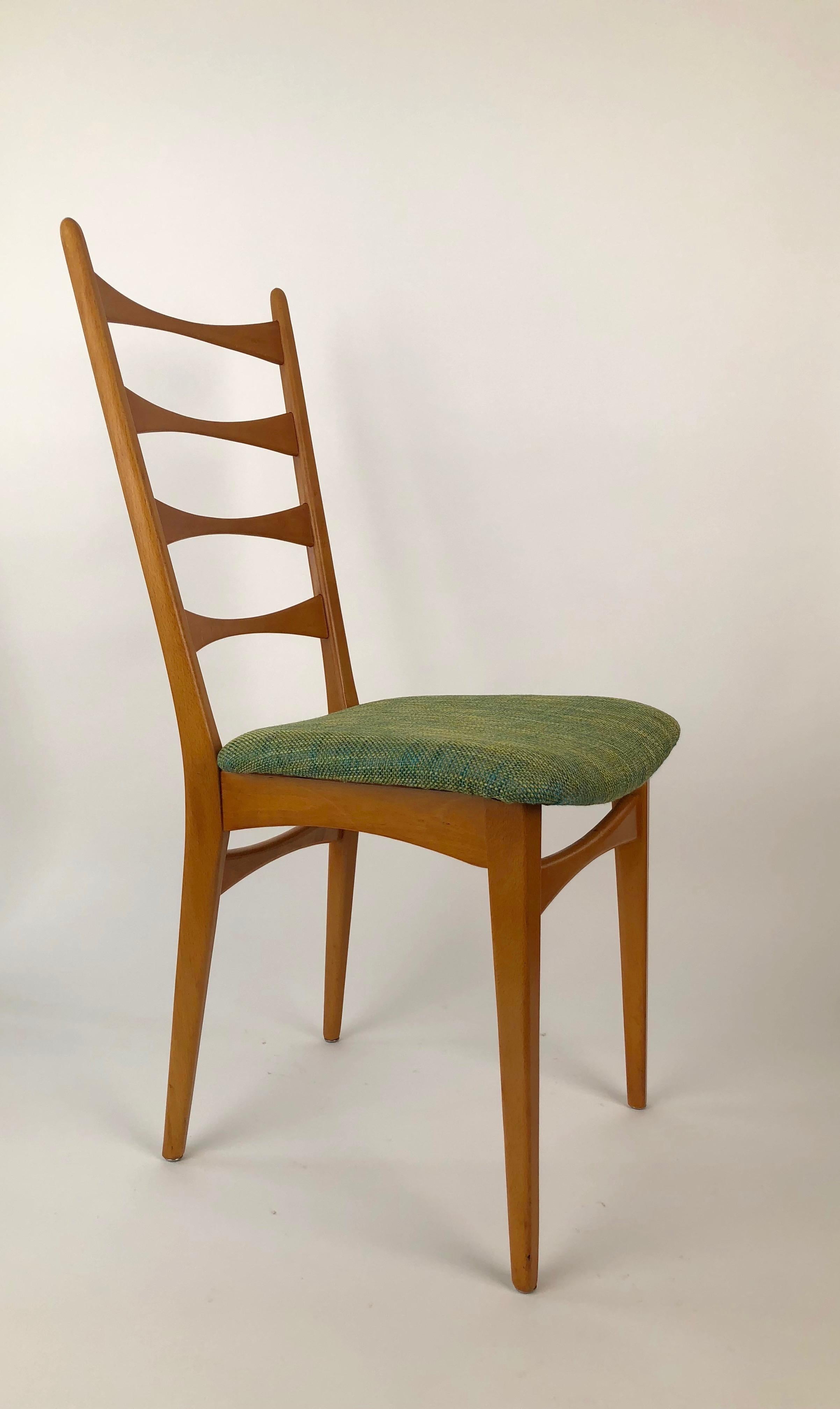 Six Danish Modern Midcentury Ladder Back Dinning Chairs For Sale 13