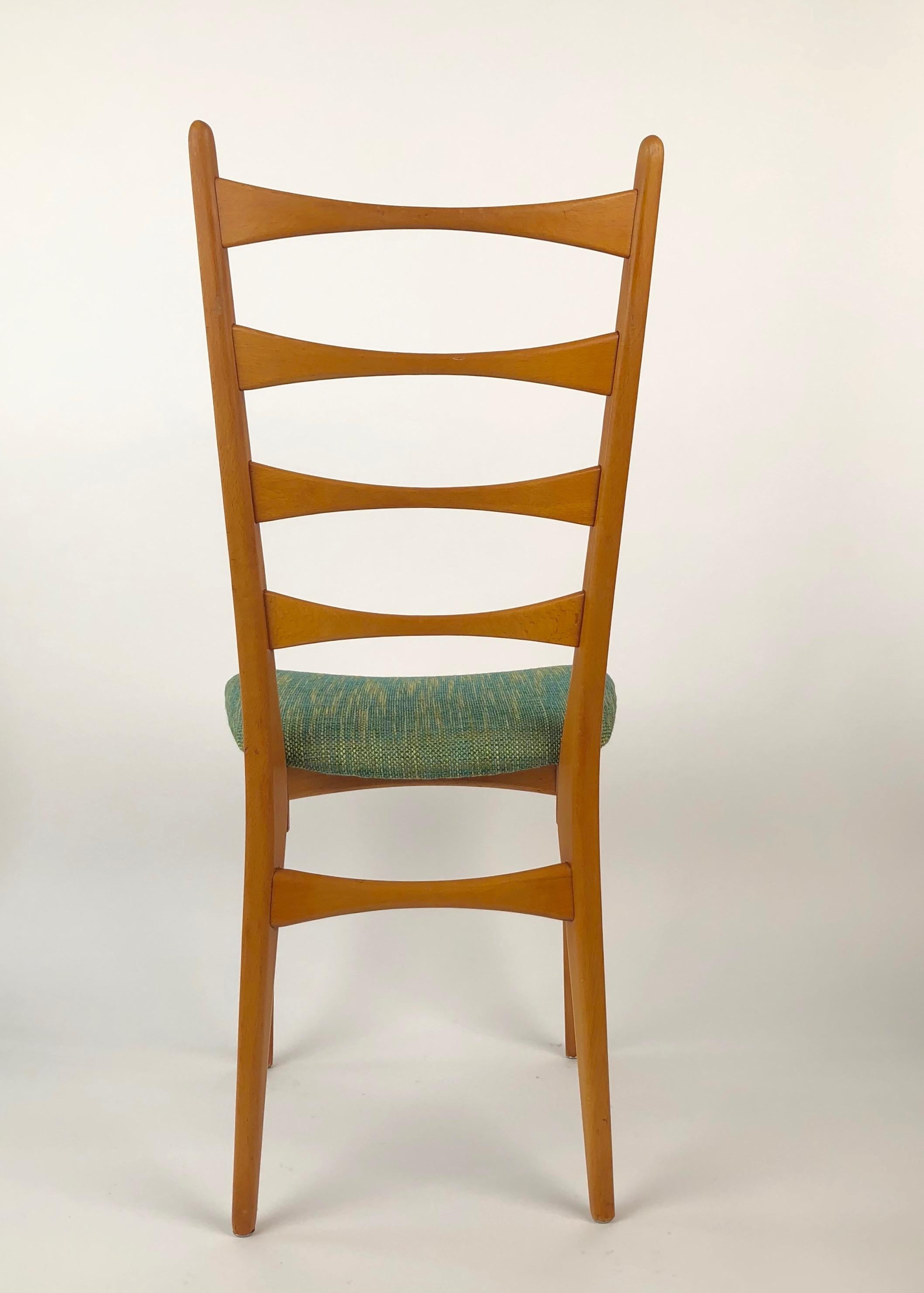 Six Danish Modern Midcentury Ladder Back Dinning Chairs For Sale 14