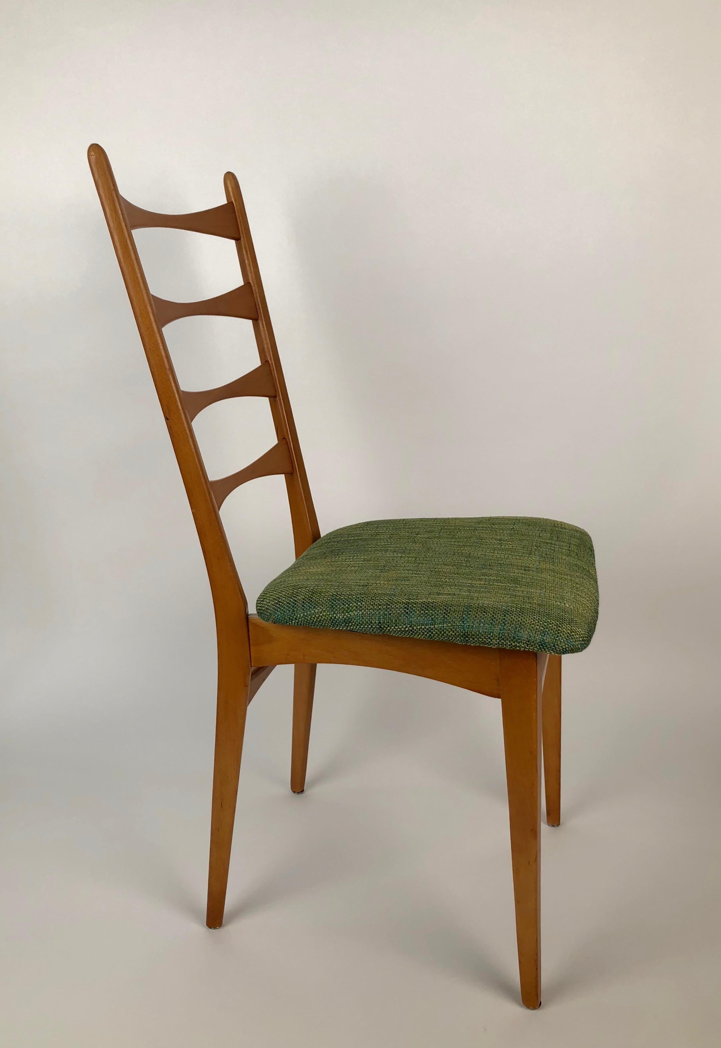 20th Century Six Danish Modern Midcentury Ladder Back Dinning Chairs For Sale
