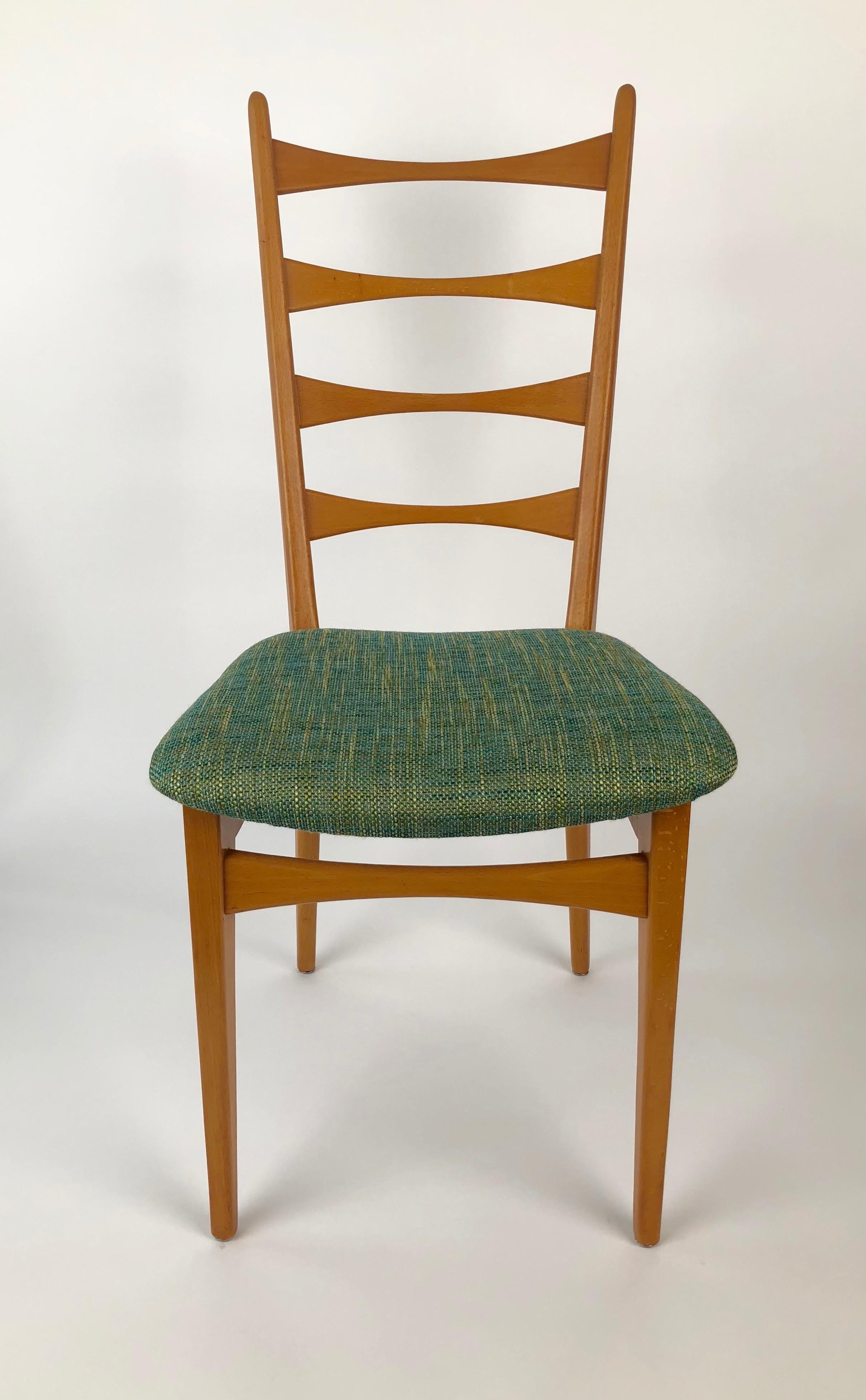 Wood Six Danish Modern Midcentury Ladder Back Dinning Chairs For Sale