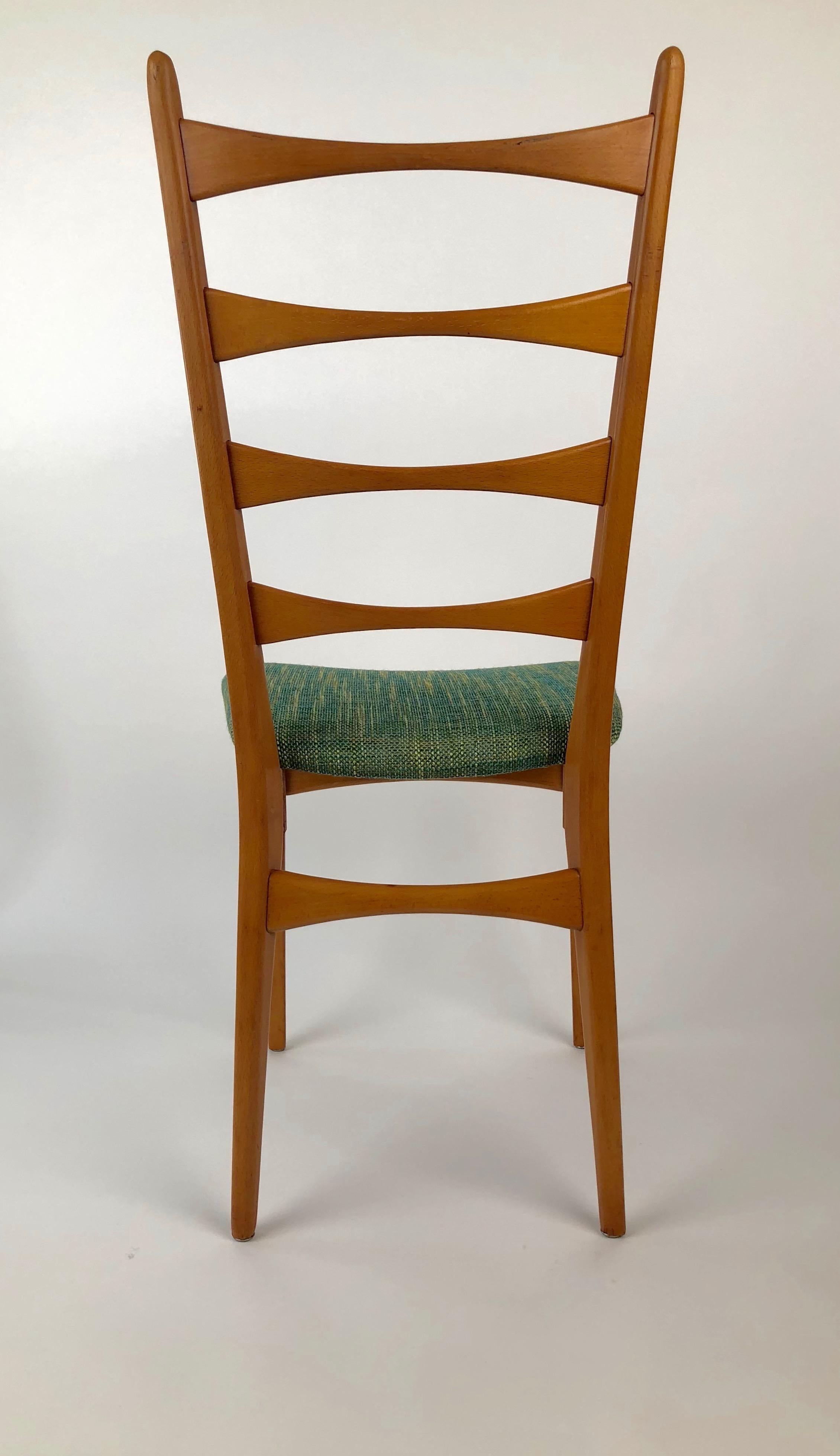 Six Danish Modern Midcentury Ladder Back Dinning Chairs For Sale 1