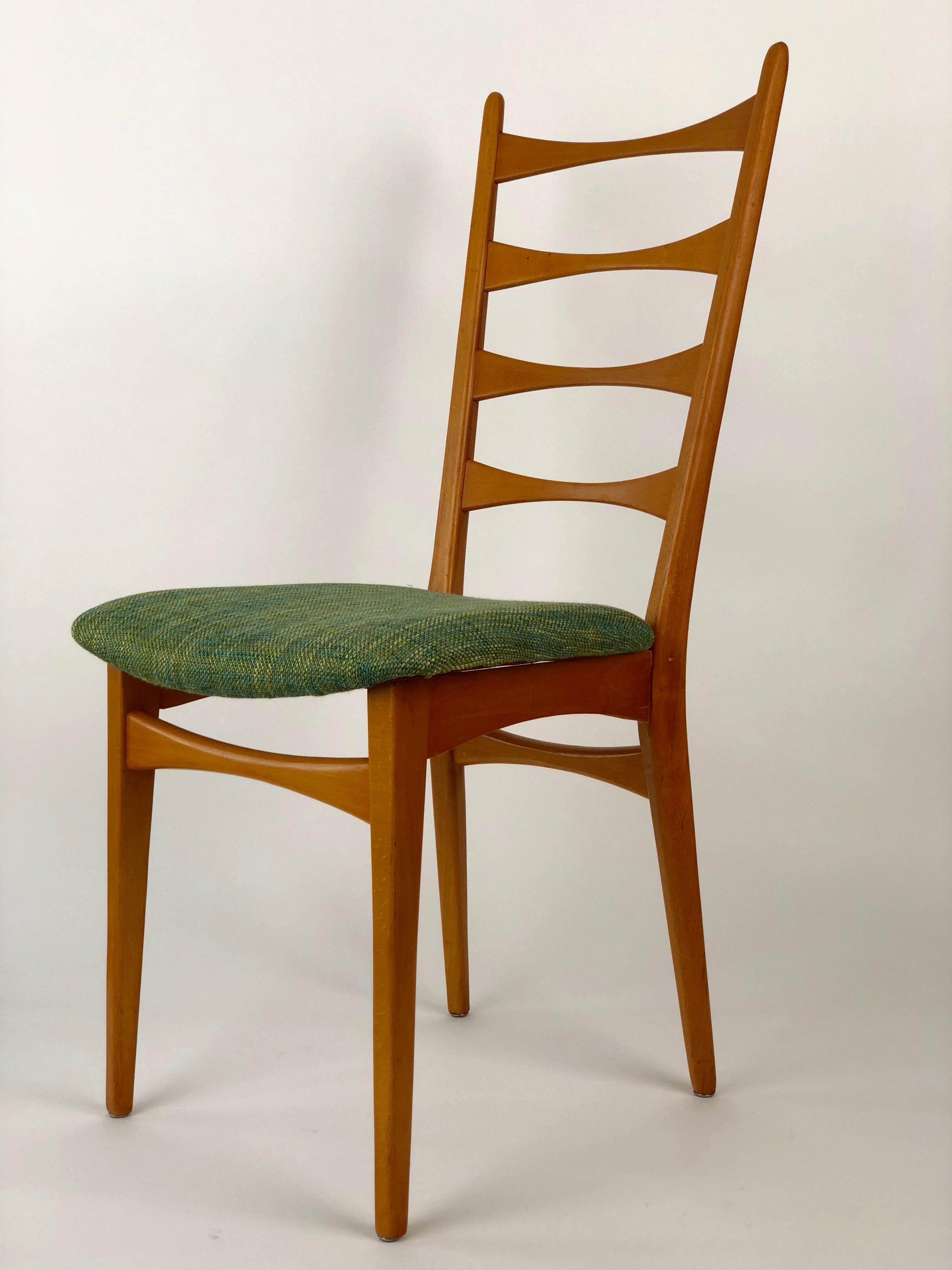 Six Danish Modern Midcentury Ladder Back Dinning Chairs For Sale 2