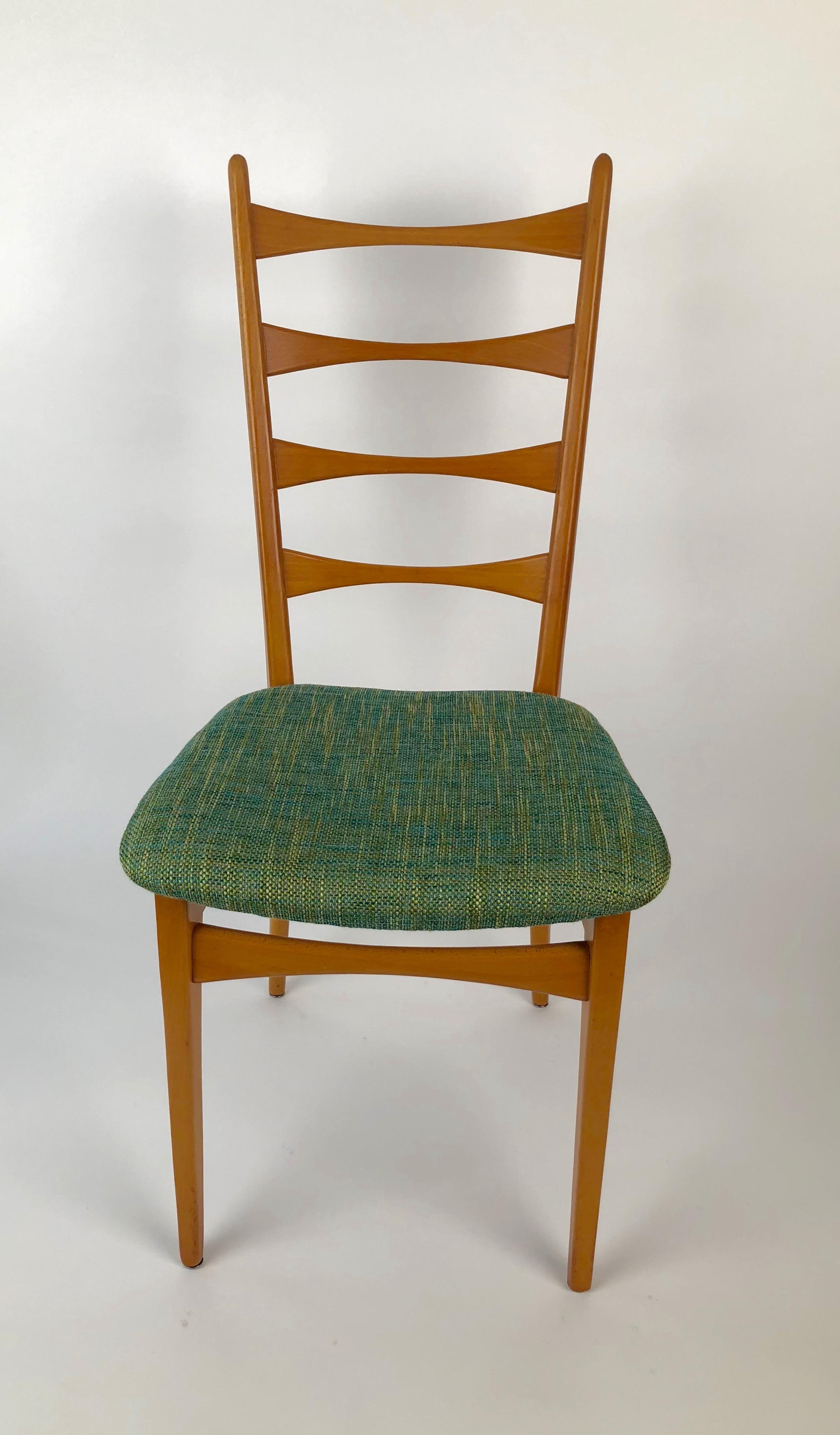 Six Danish Modern Midcentury Ladder Back Dinning Chairs For Sale 3