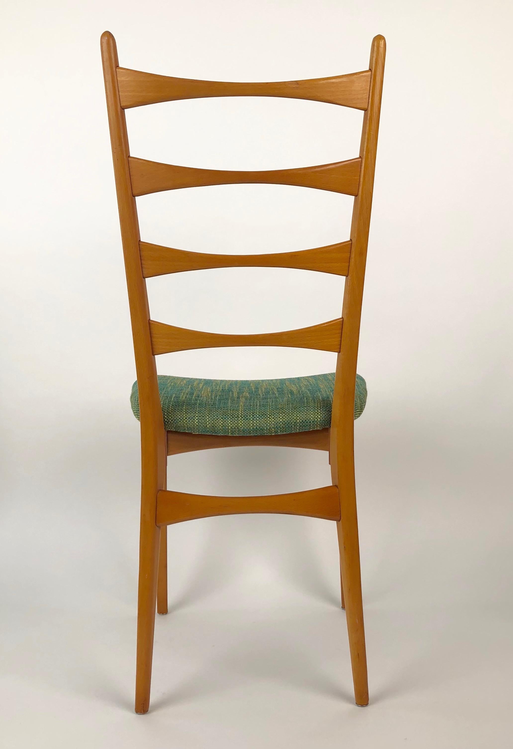 Six Danish Modern Midcentury Ladder Back Dinning Chairs For Sale 5