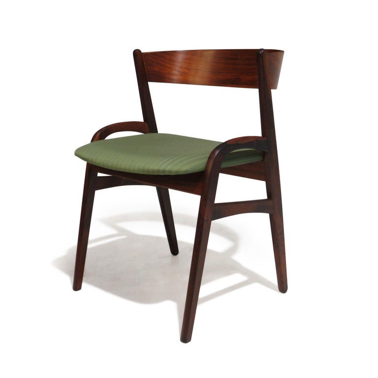 Six Danish Rosewood Curved Back Dining Chairs For Sale at 1stDibs