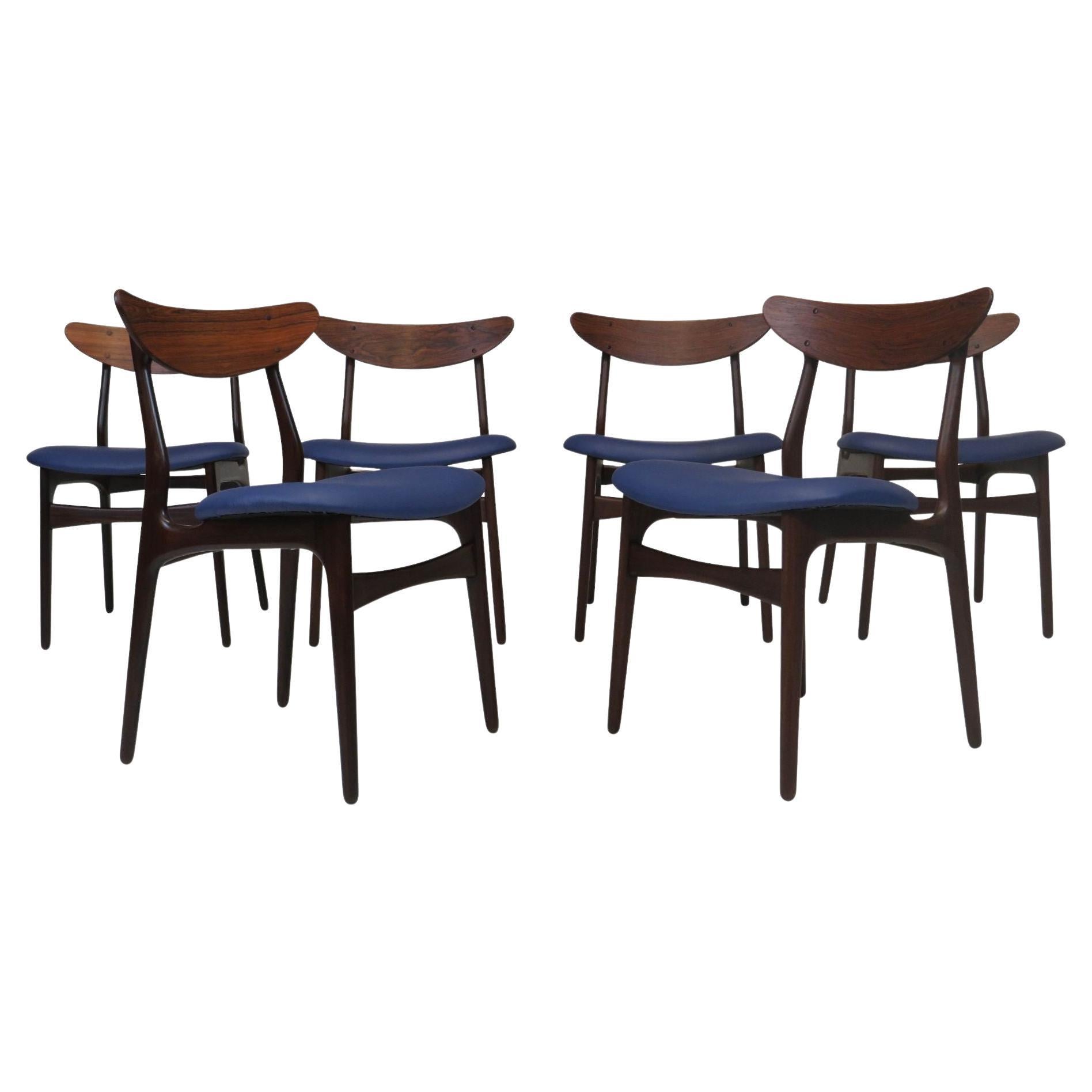 Six Danish Rosewood Dining Chairs For Sale