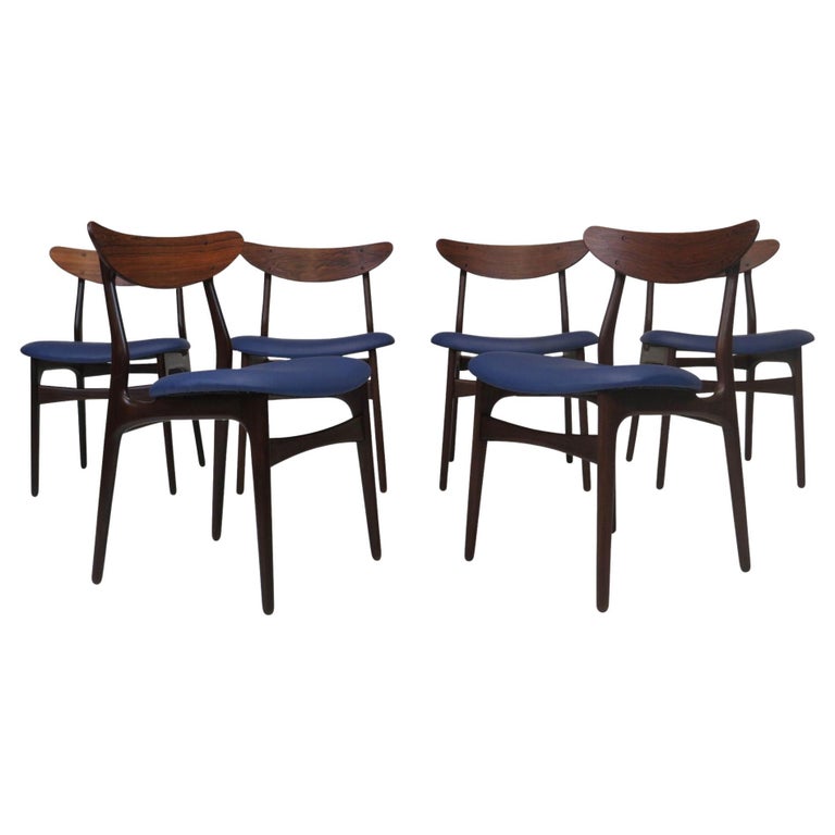 Six Danish Rosewood Dining Chairs For Sale at 1stDibs