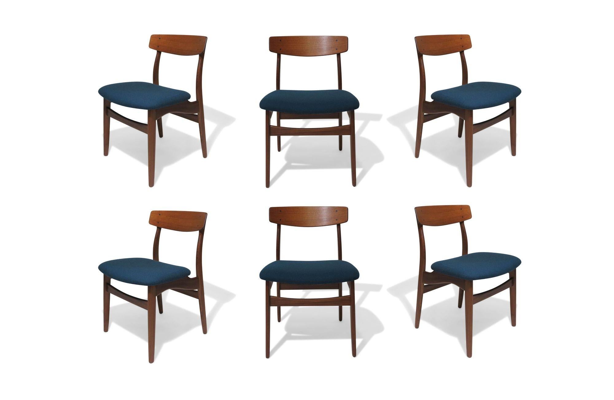 Six Danish Teak Dining Chairs For Sale 5