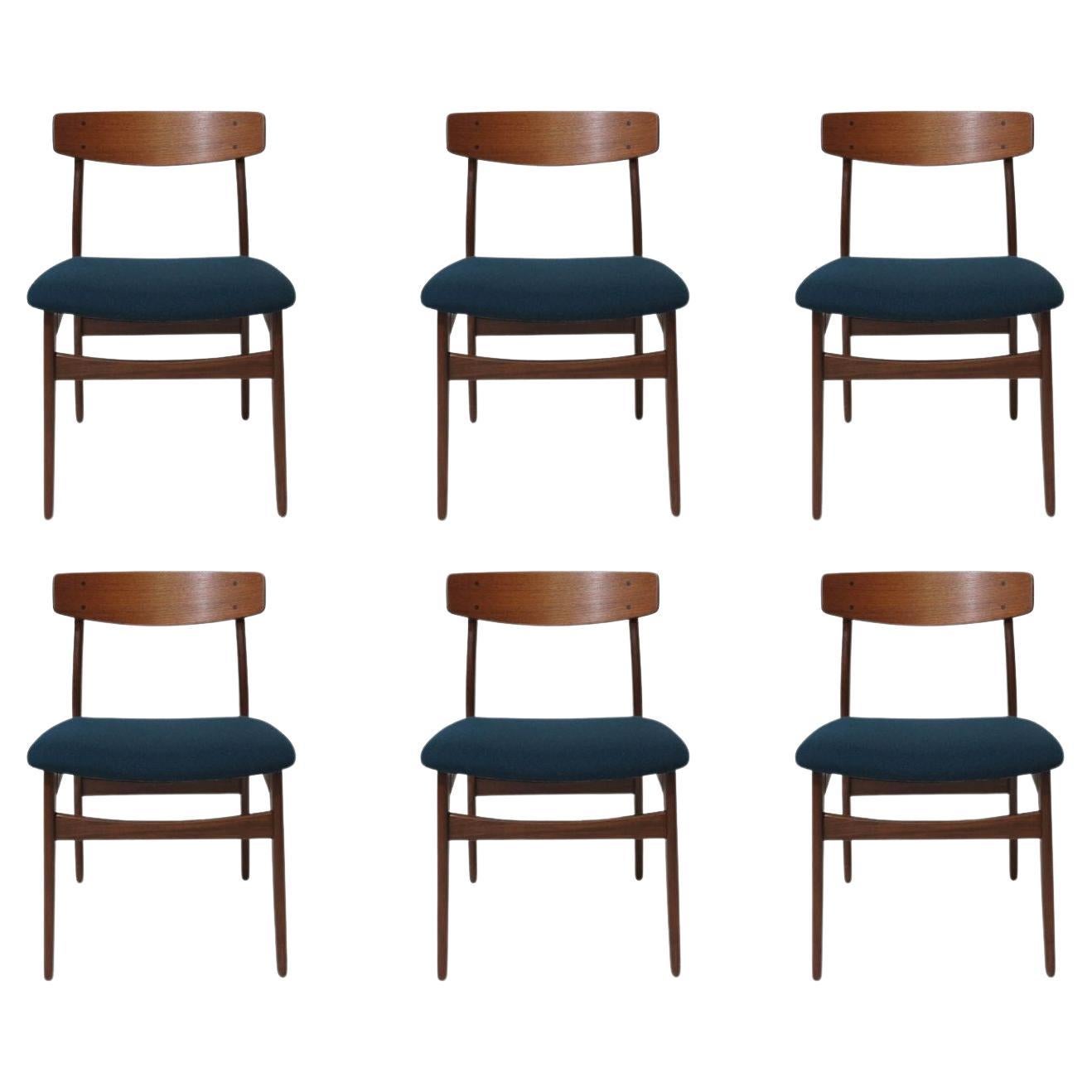 Sechs dänische Esszimmerstühle aus Teakholz